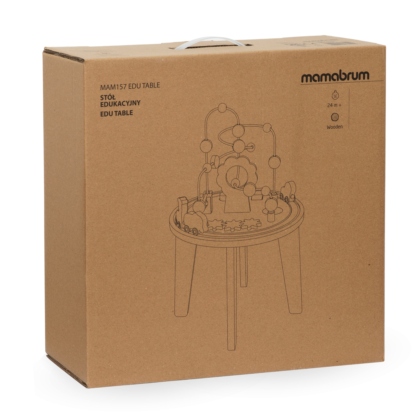 Puinen pyöreä opetuspöytä magneettijunalla ja helmenheittimellä