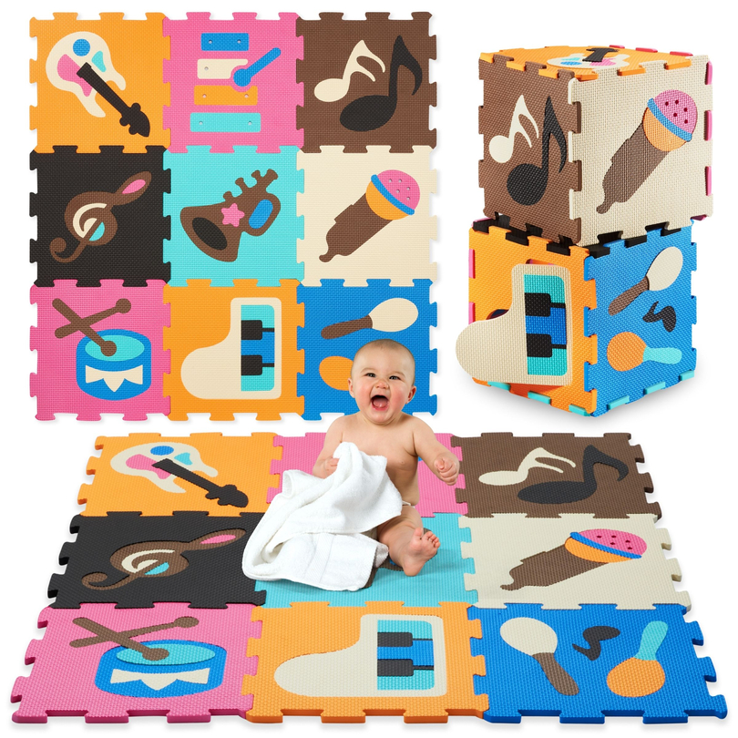 Opettavainen vaahtomuovinen palapelimatto 90 x 90 x 1cm - EVA vaahtomuovi - muotoilu: välineet