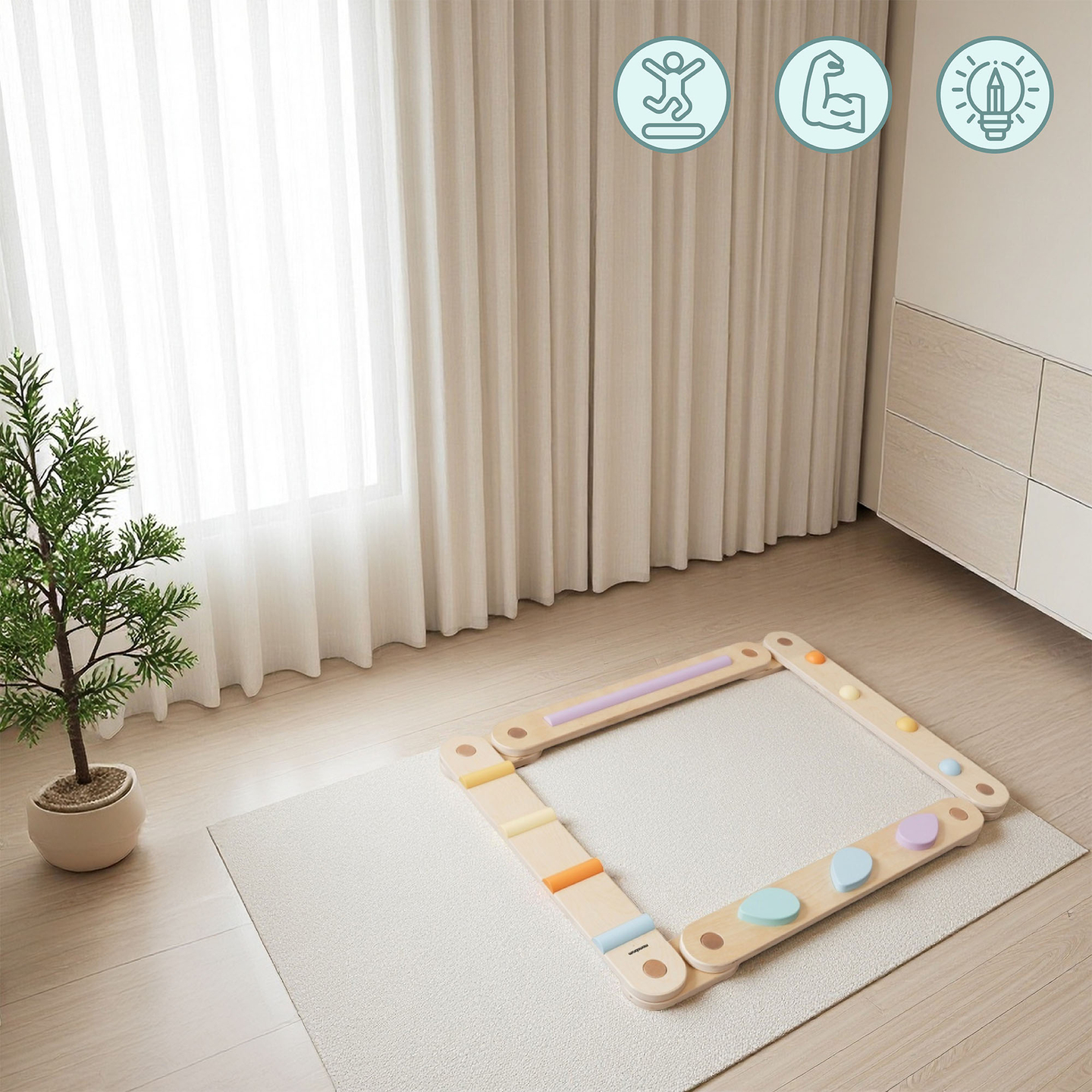 Suuri puinen aistipolku - tasapainorata - 9 elementtiä