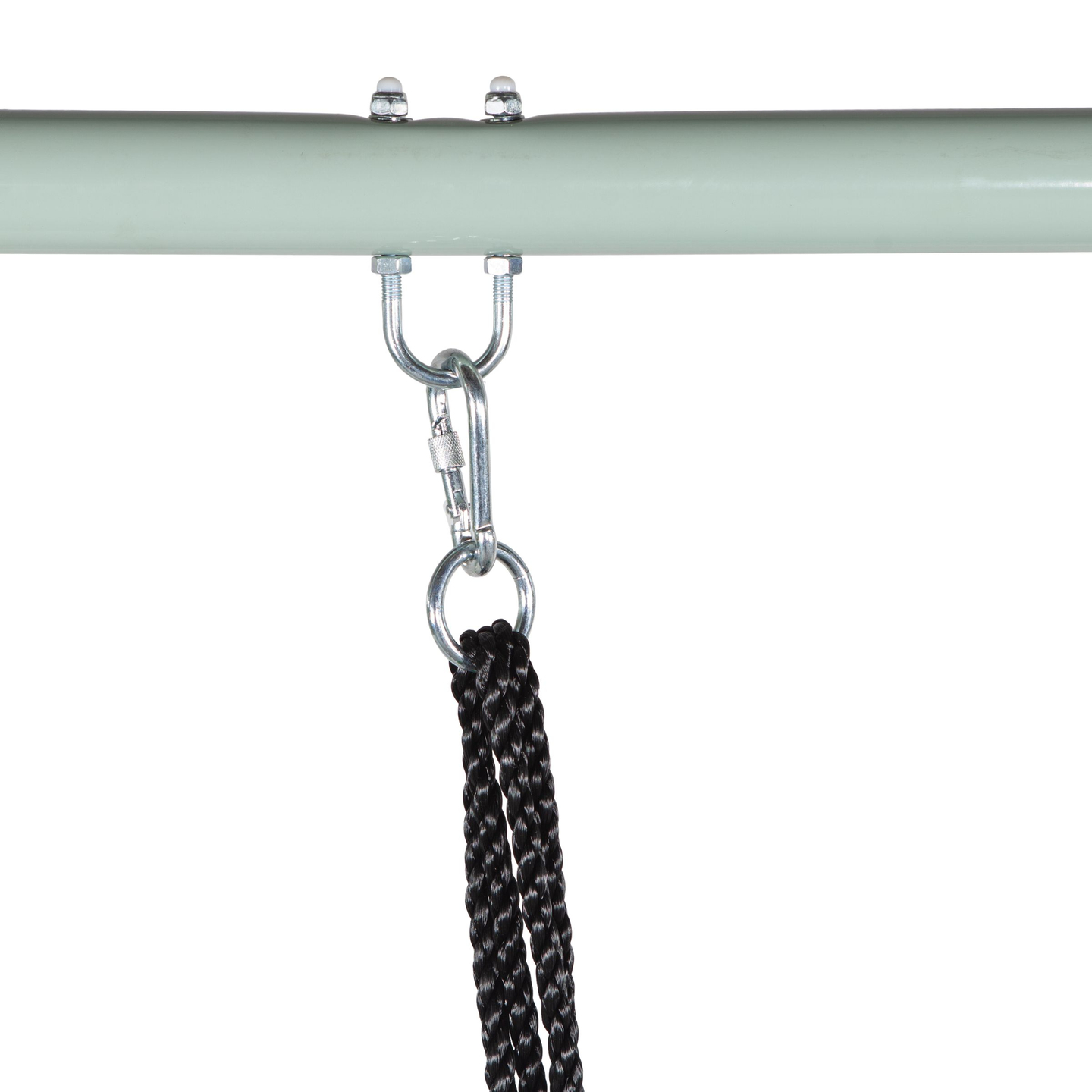 Haikaranpesätyyppinen puutarhakeinu rungolla ja köysillä