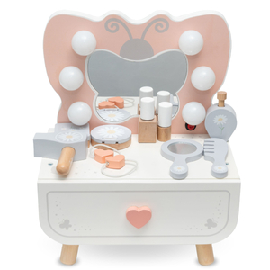 Puinen mini pukeutumispöytä LED-valaistuksella - Butterfly