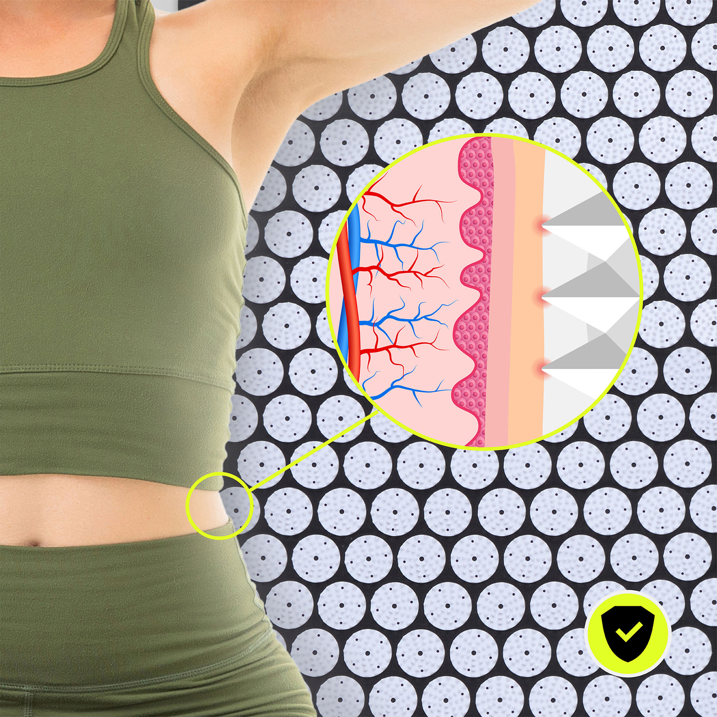 ECO-pellava-akupunktiomatto kookoskuidulla ja tattarityynyllä – 68 cm HyperMotion mustavalkoinen