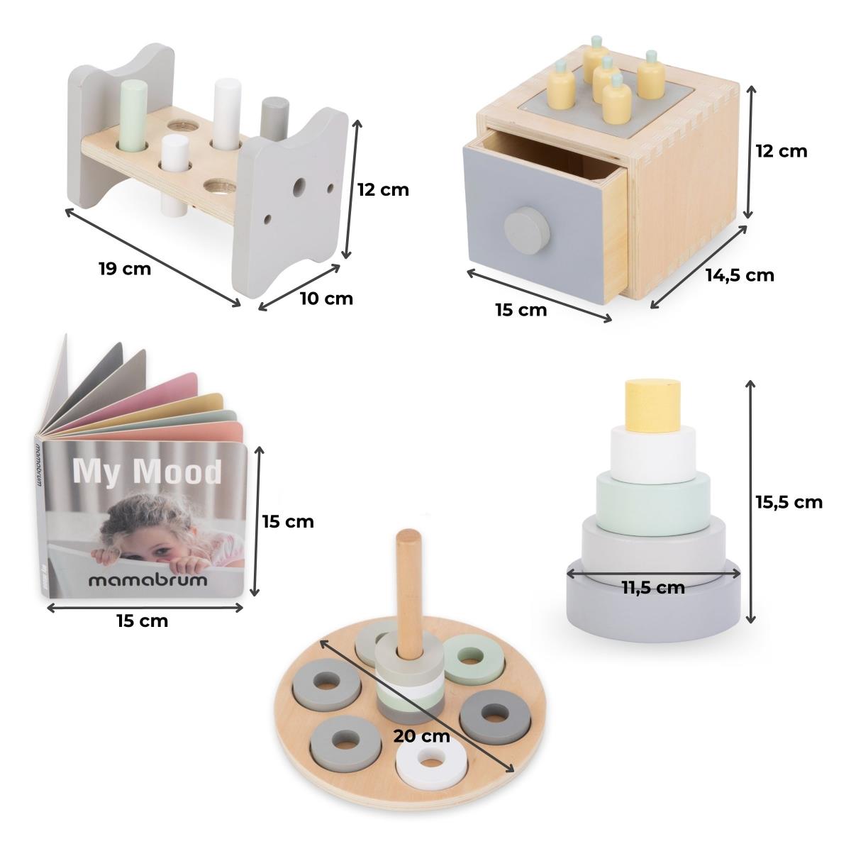 Montessori opetuslaatikko pienille lapsille - 6 lelua
