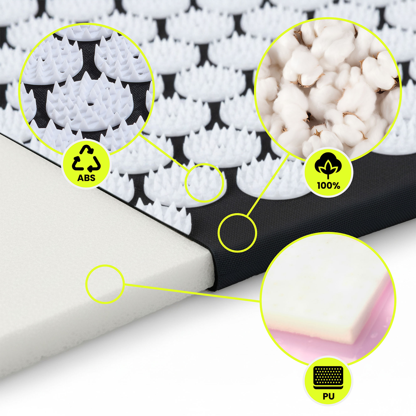 Akupunktiomatto tyynyllä ja päällisellä - 72 cm HyperMotion mustavalkoinen