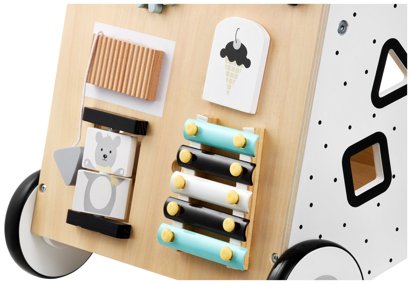 Puinen, opettavainen kävelytuoli / lastenrattaat - manipulatiivinen lautanen