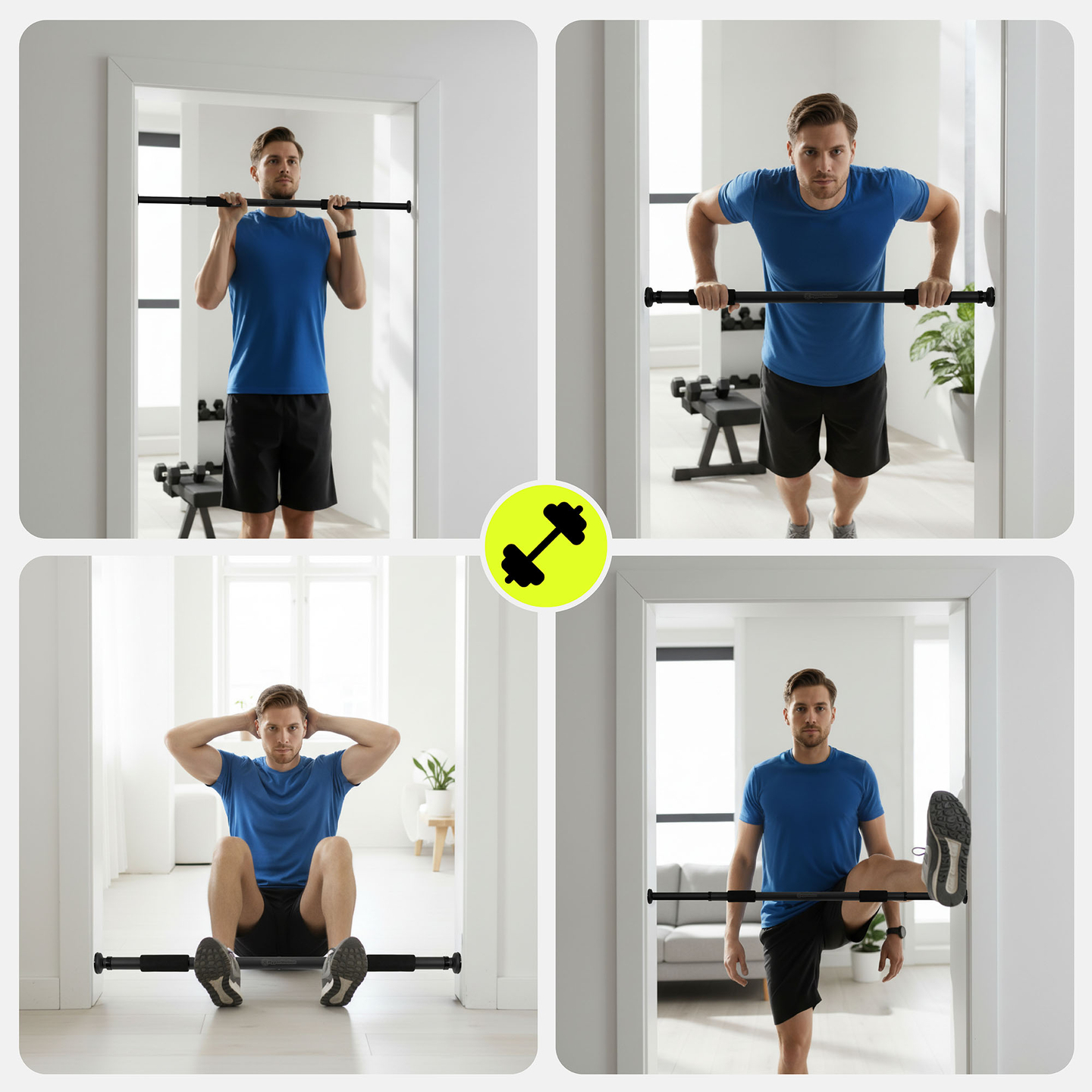 HyperMotion säädettävä leuanvetotanko 80-130 cm, 150 kg, musta