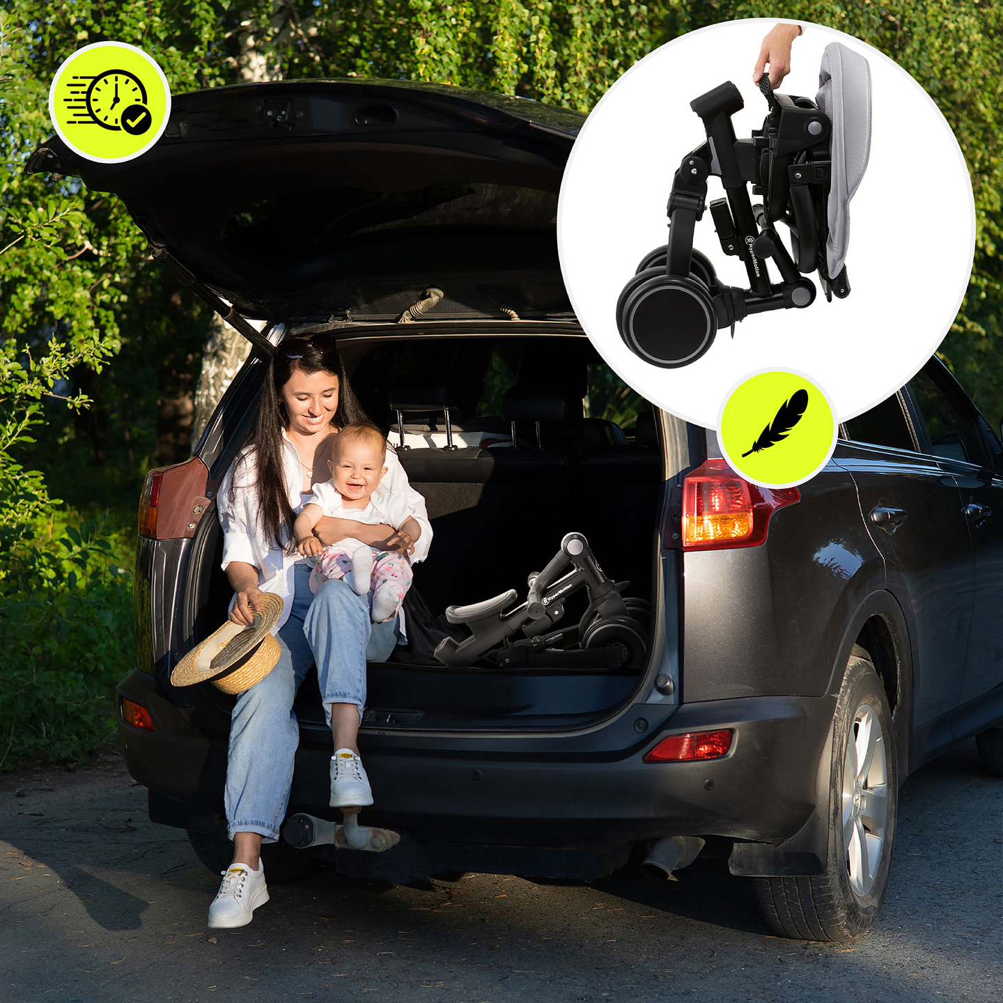 8in1 monitoiminen kolmipyörä TOBI FOREST - harmaa