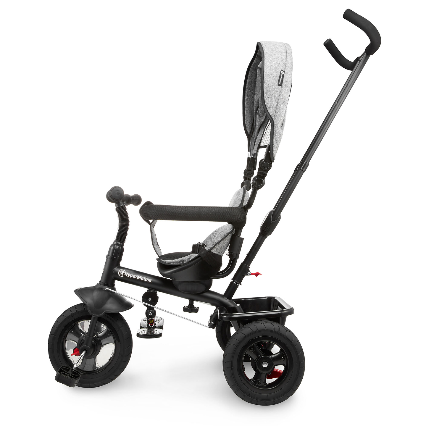 Kolmipyörä 1-4-vuotiaille lapsille - TOBI FREY - harmaa väri - kääntyvä - pumpatut pyörät + työntöaisa