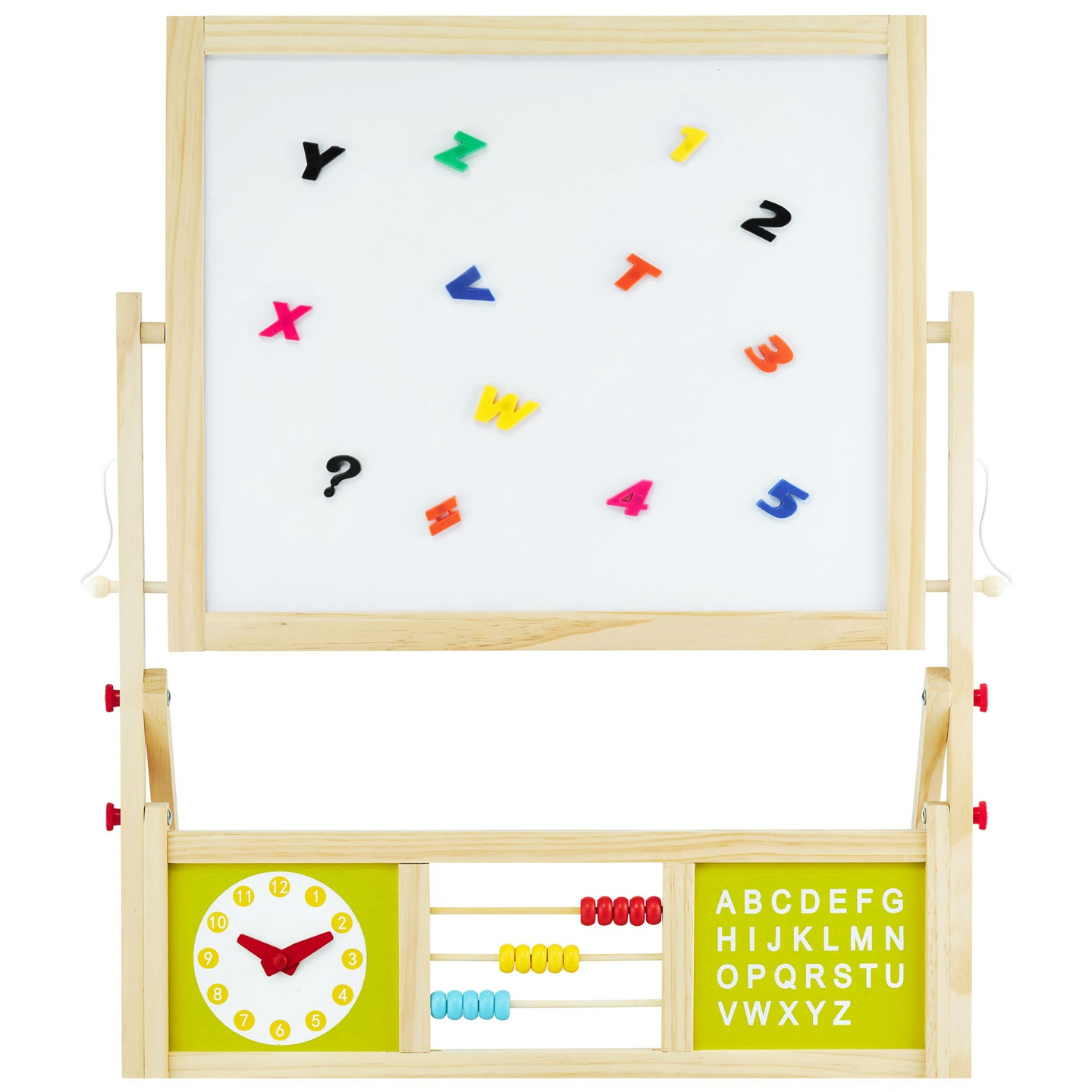 Suuri kaksipuolinen opettavainen taulu: magneettinen ja liitutaulu - kuivapyyhintätaulu, puinen