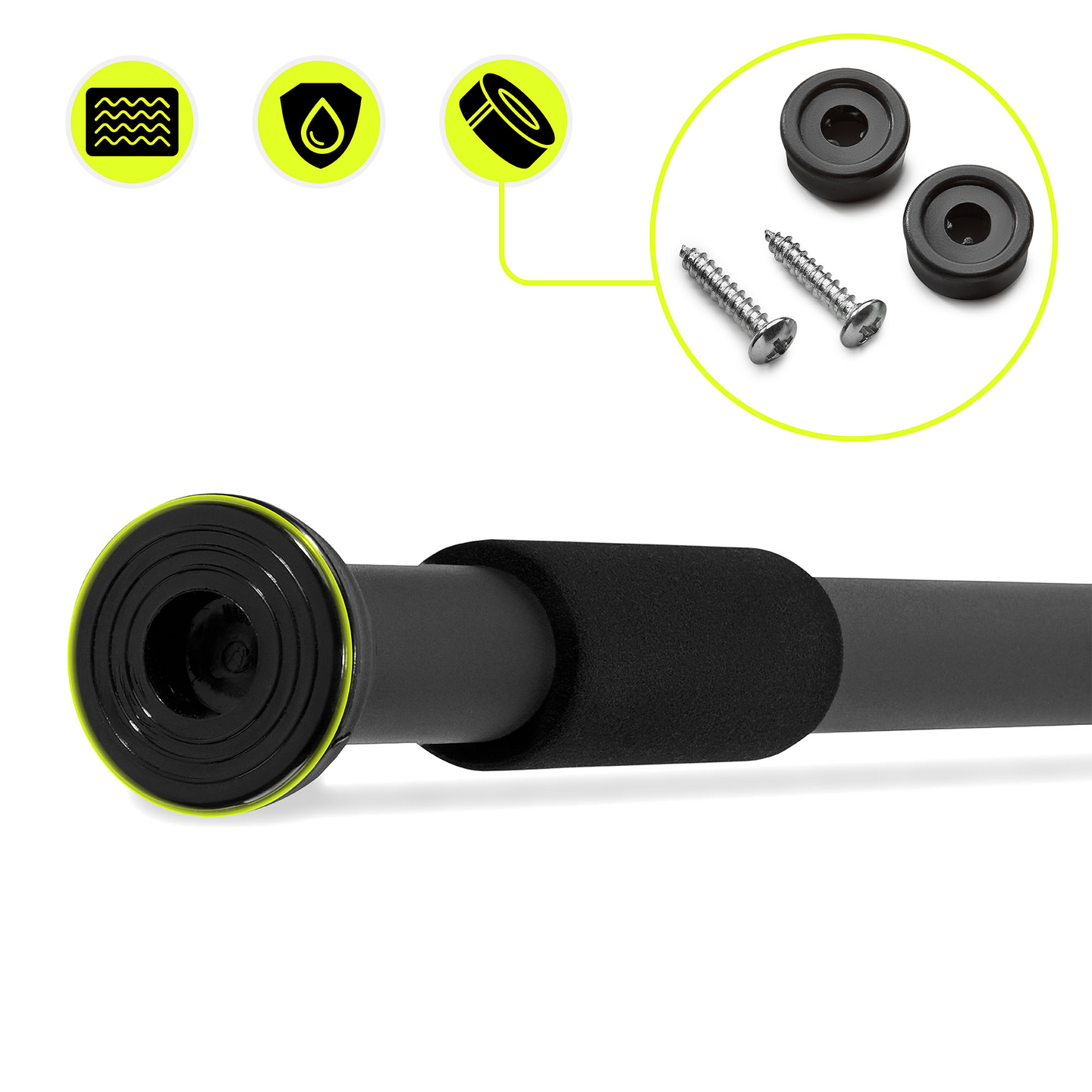 HyperMotion säädettävä leuanvetotanko 80-130 cm, 150 kg, musta