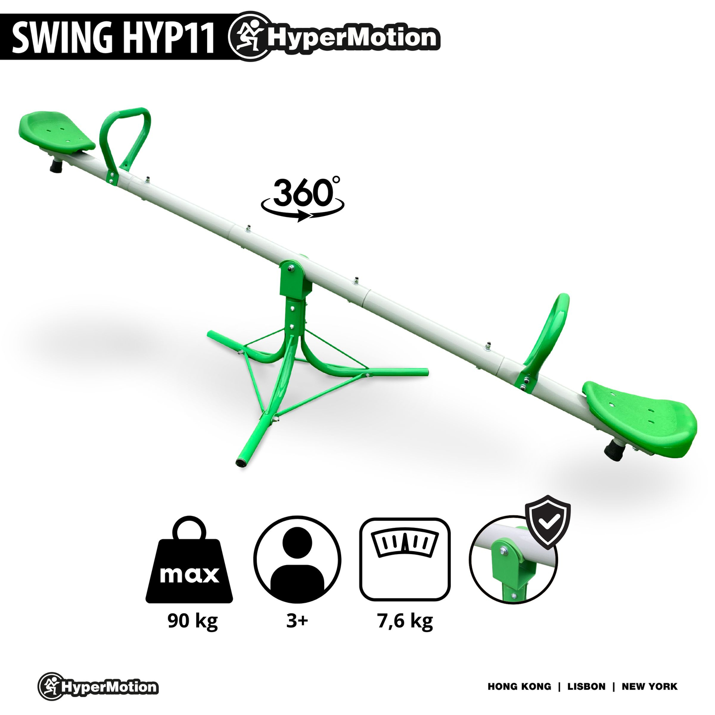 2-in-1-keinu puutarhakeinu, 2-hengen tasapainopalkki 360 asteen karusellitoiminnolla