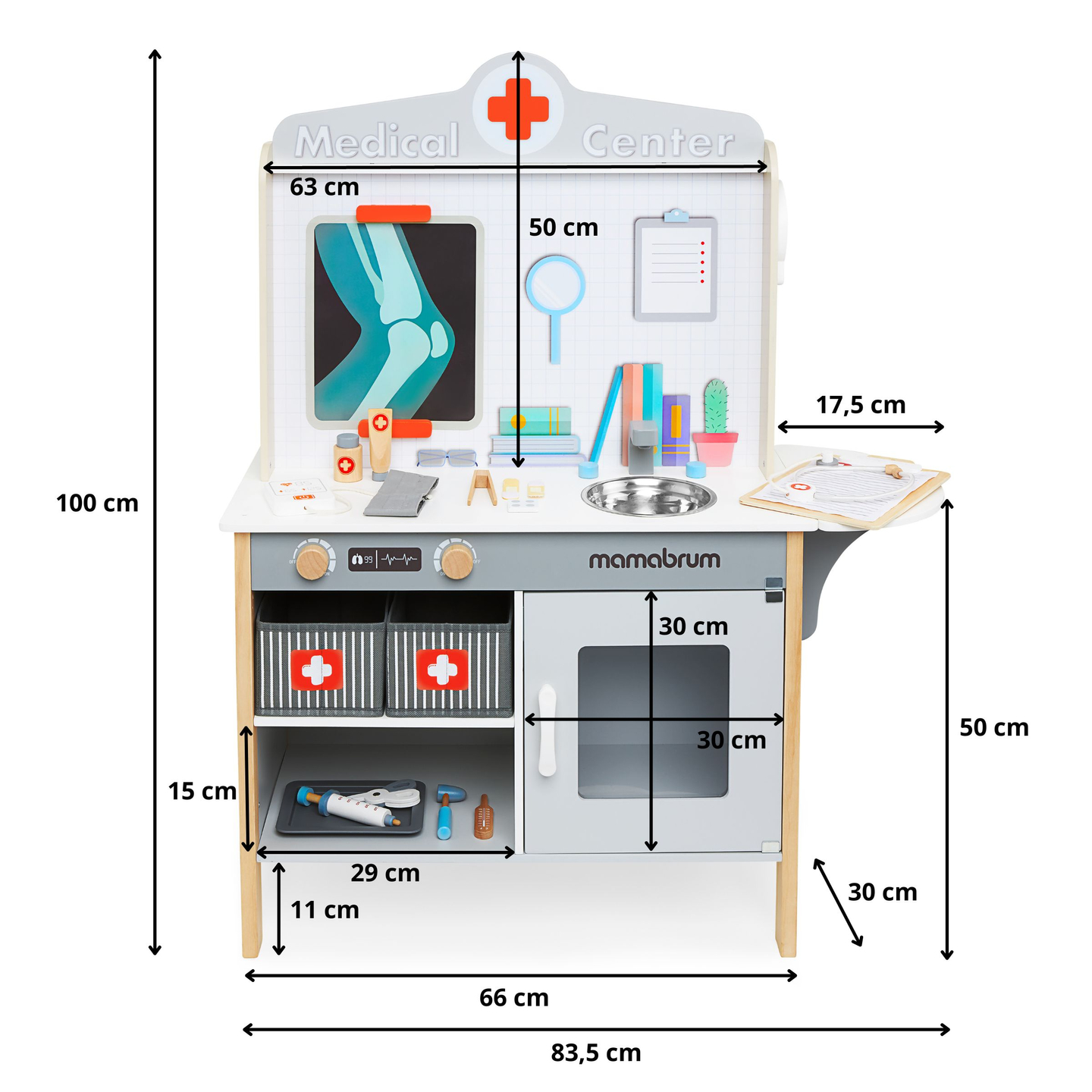 Puinen lääkärin vastaanotto sairaala XXL - lääkärin setti tarvikkeineen