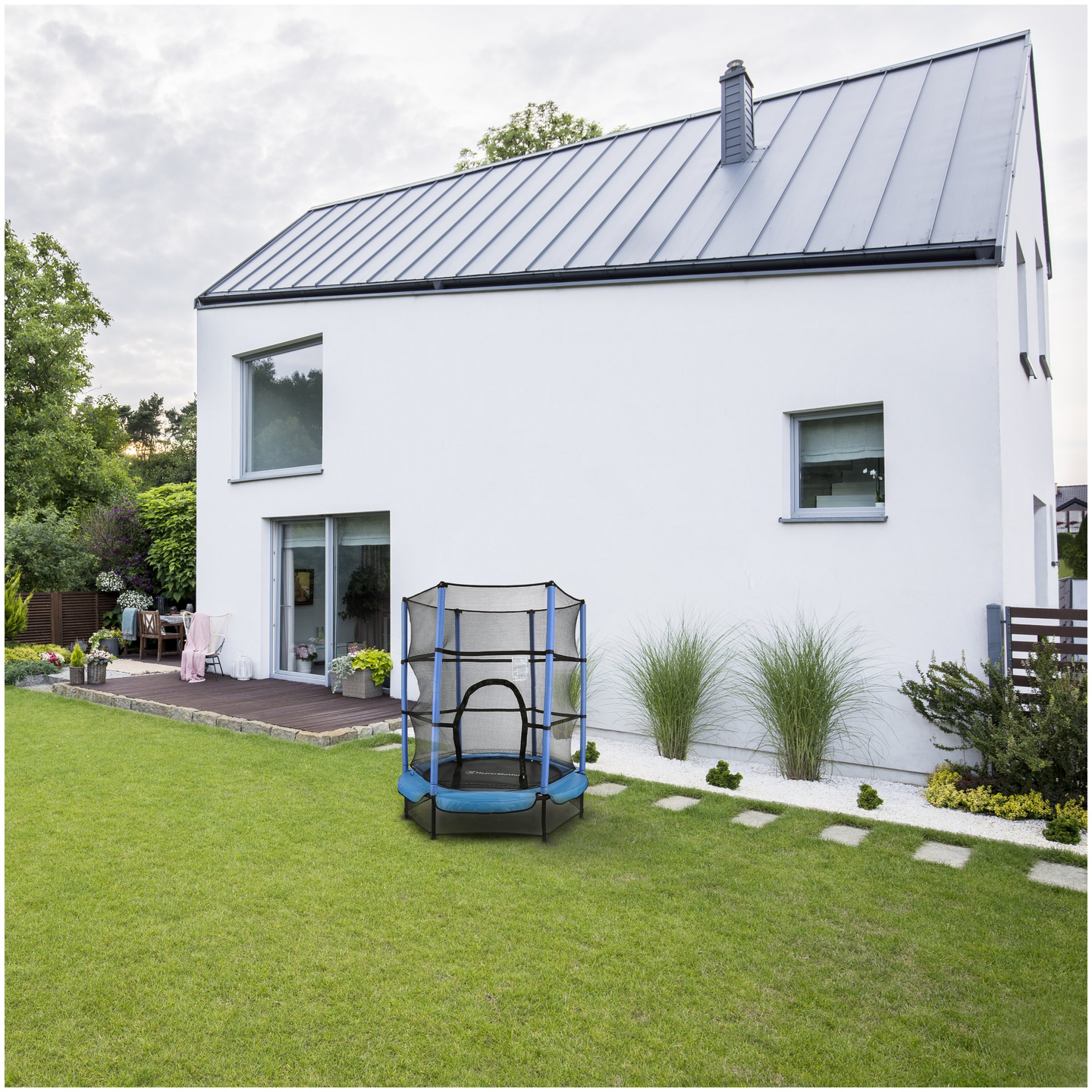 Kotitrampoliini 140cm turvaverkolla - lapsille 3-6 vuotta