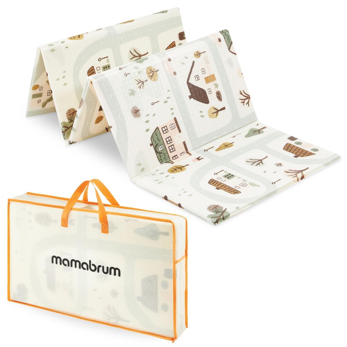 Kaksipuolinen kokoontaitettava vaahtomuovimatto 180 x 120 x 1cm - Charming Town/hiekkapohjainen beige