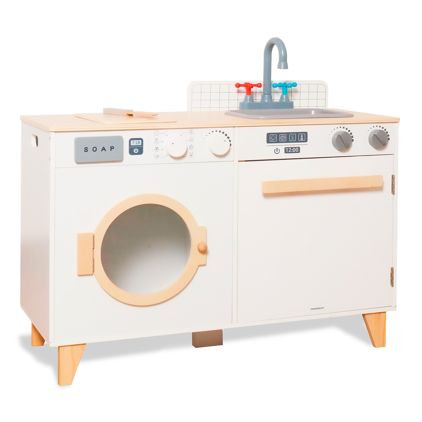Puinen pesula ja keittiö - 2-in-1 kodin setti lapsille