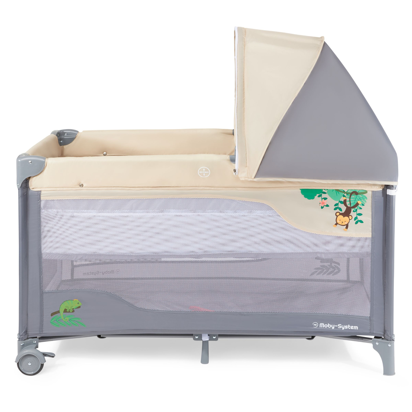 Matkasänky 0 - 36 m hoitopöydällä + Moby-System HUXLEY leikkikehä