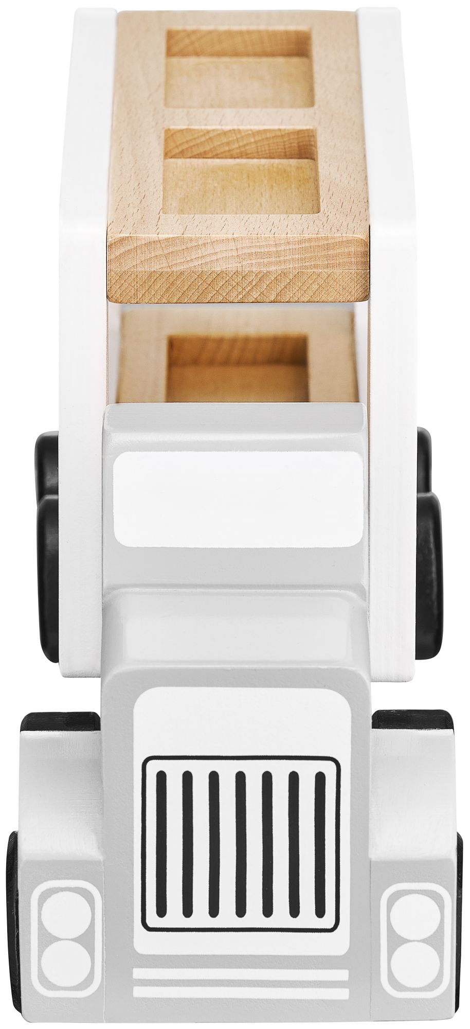 Puinen kuorma-auton perävaunu, jossa on 4 autoa