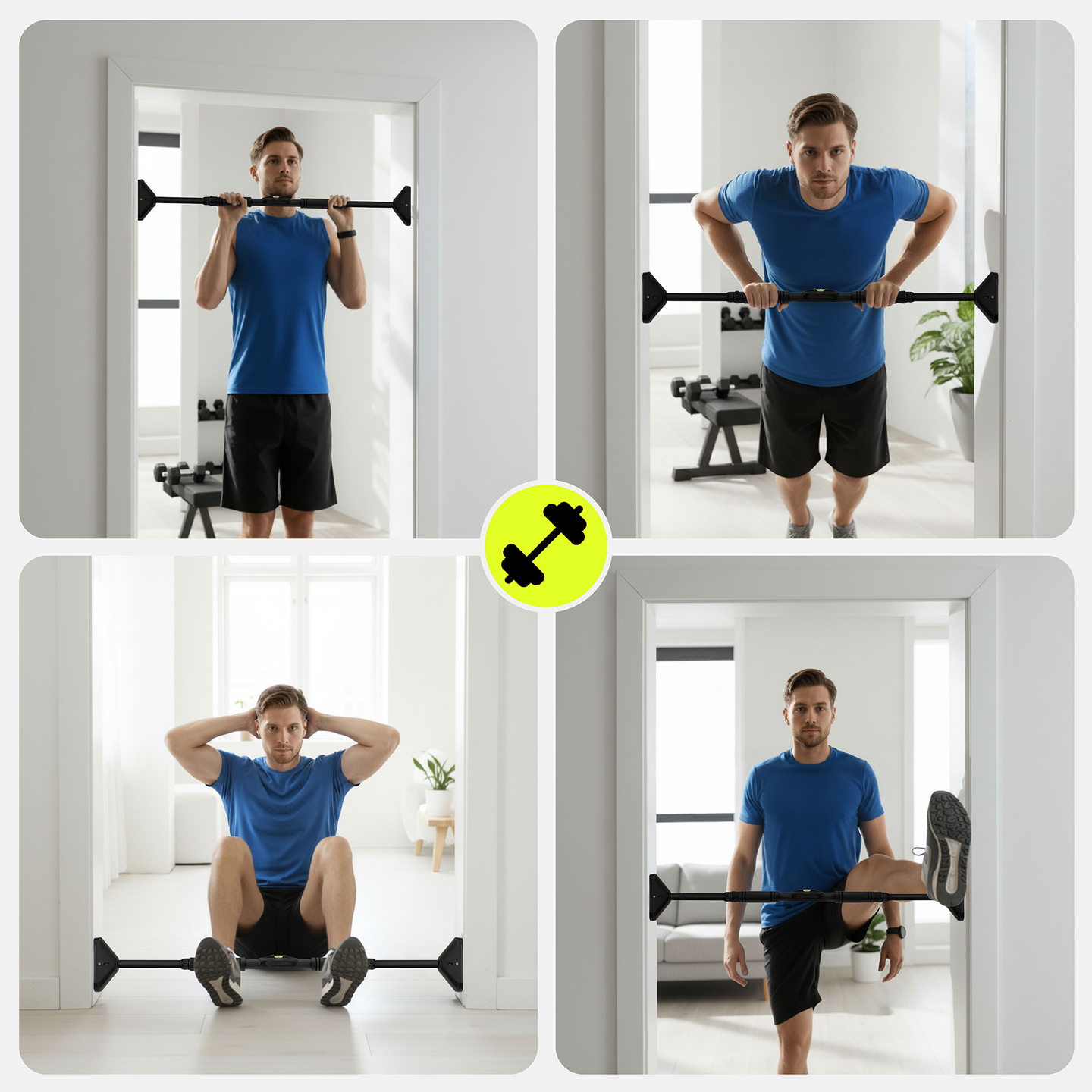 HyperMotion säädettävä leuanvetotanko 70–100 cm, 200 kg, musta