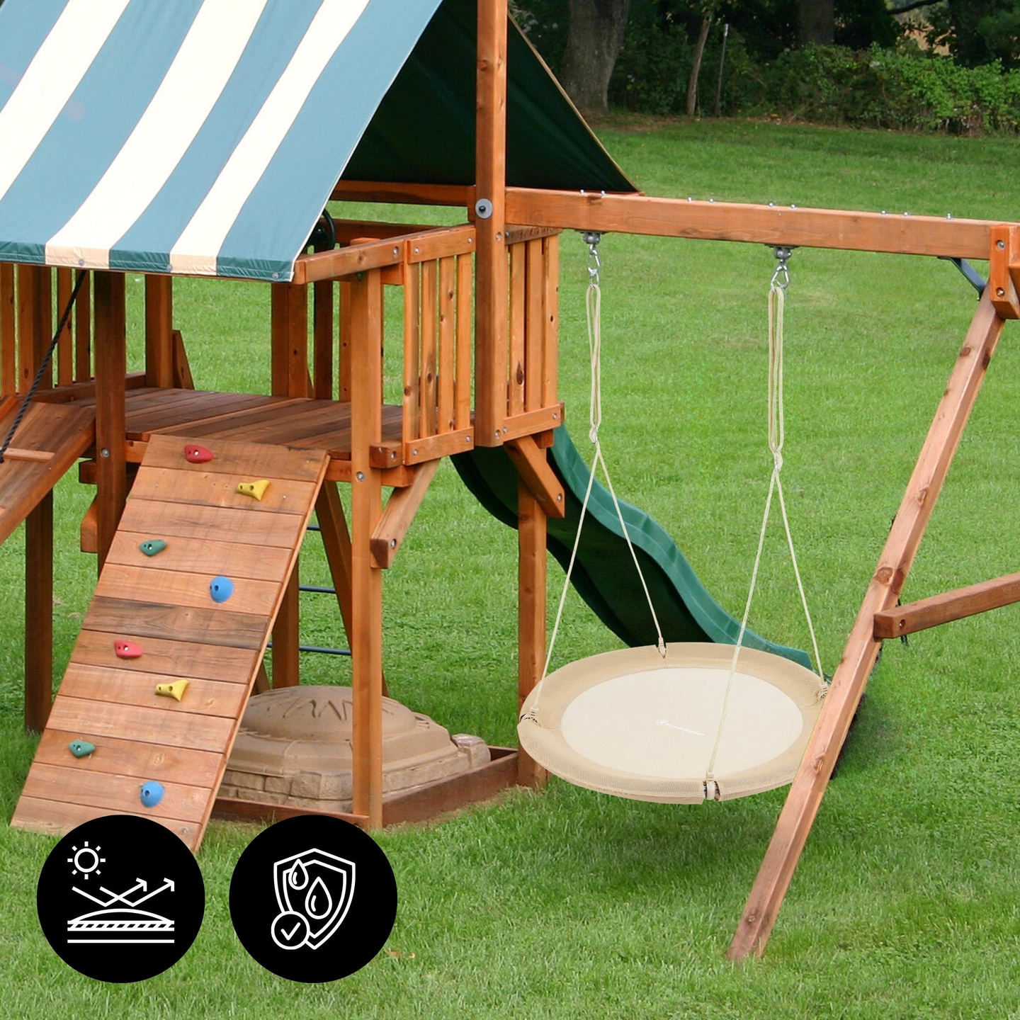 HyperMotion haikaranpesä keinu - 100 cm halkaisija, boho beige väri