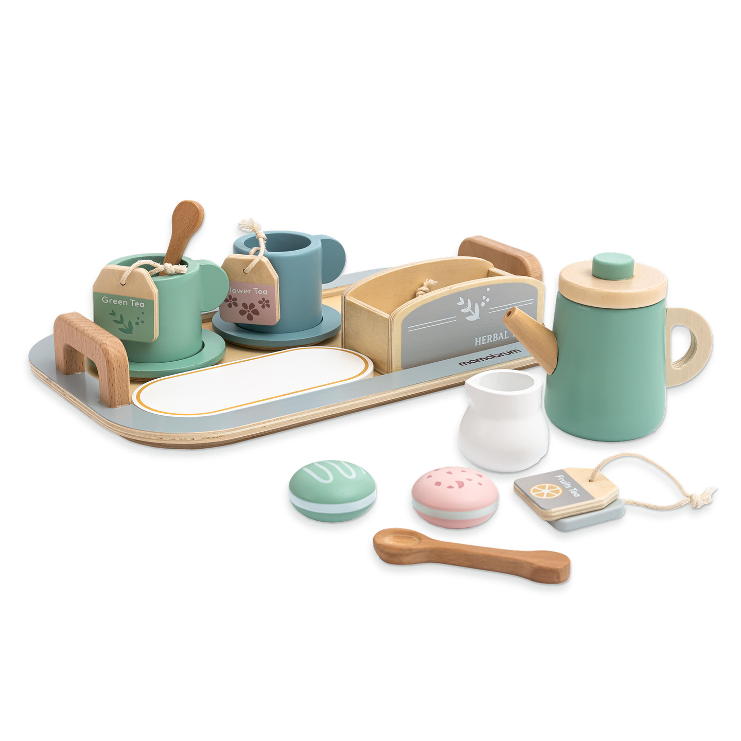 Suuri puinen teesetti tarjottimella - 18 tuotetta