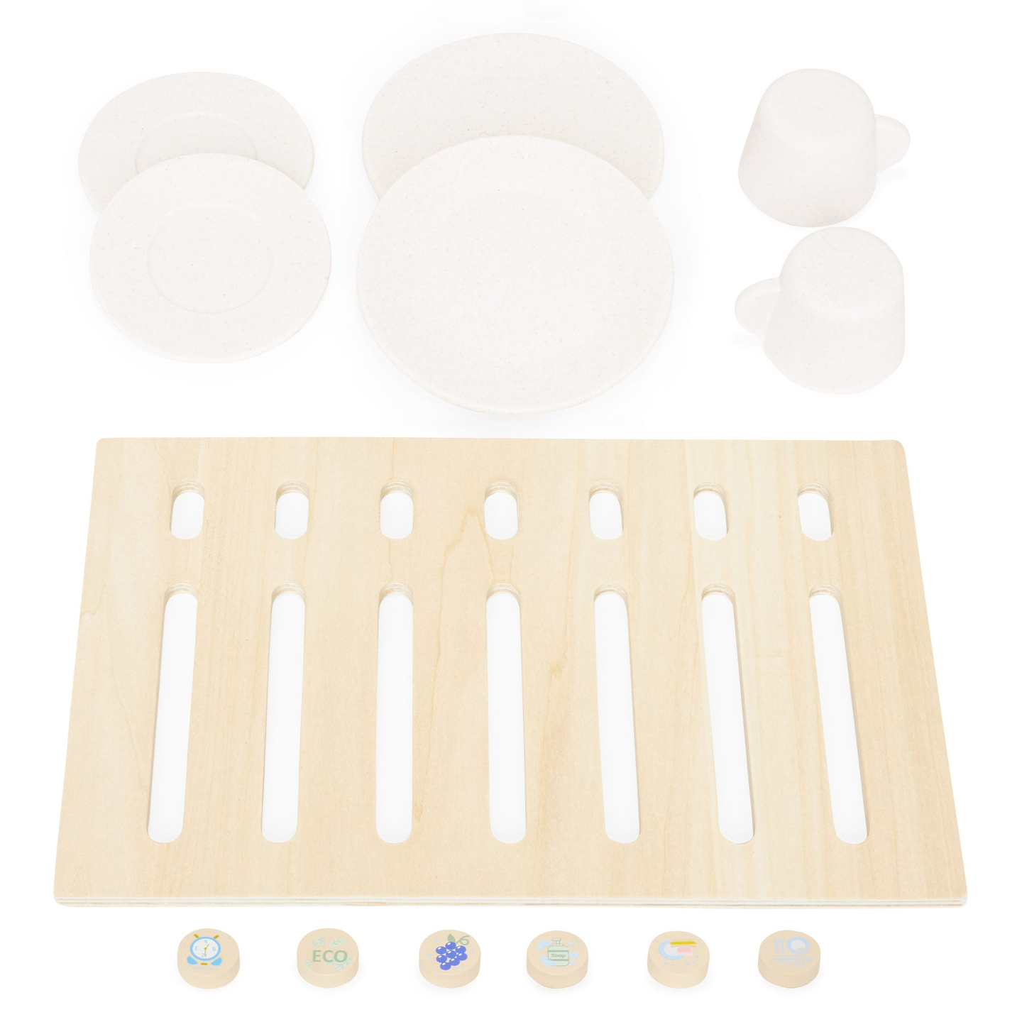 Puinen astianpesukone tarvikkeineen