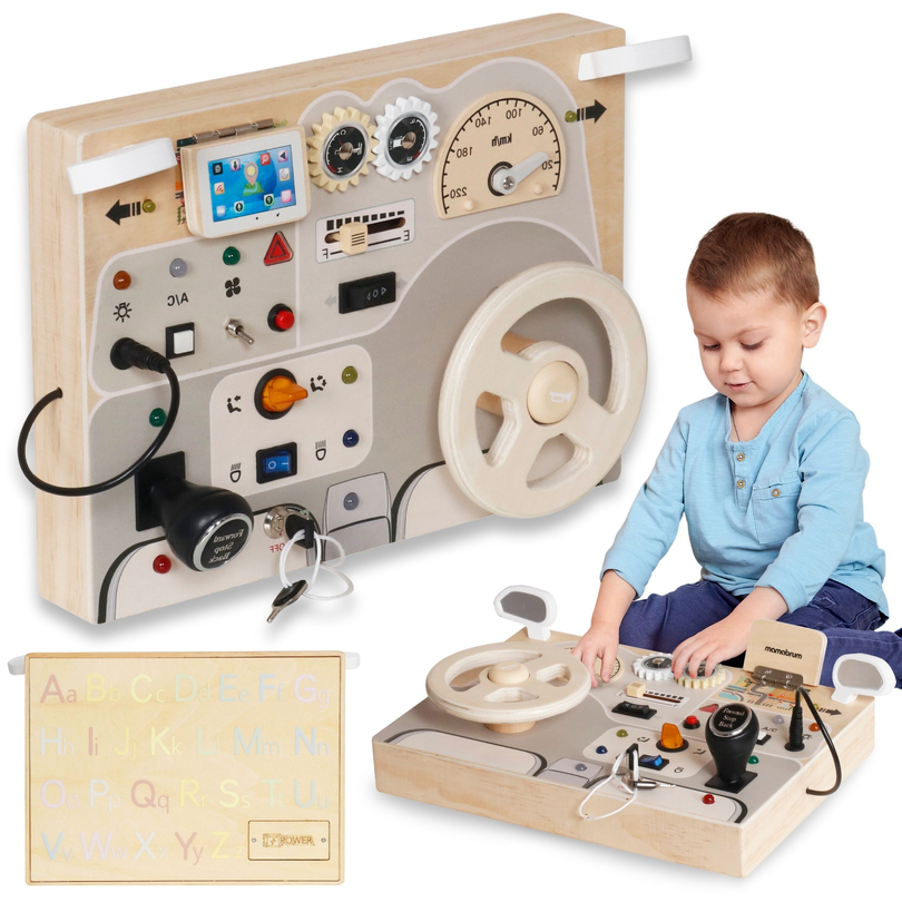 Montessori puinen leikkilauta pienille lapsille - auton kojelauta