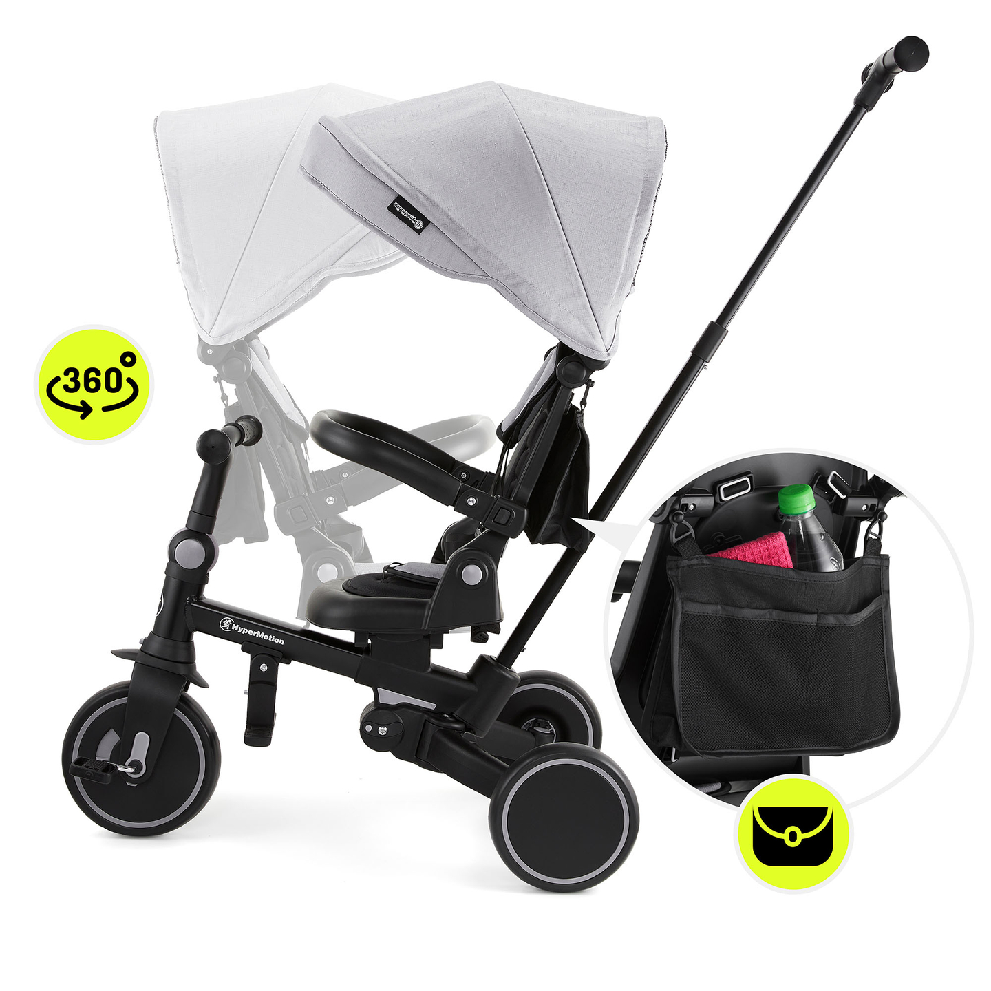 8in1 monitoiminen kolmipyörä TOBI FOREST - harmaa