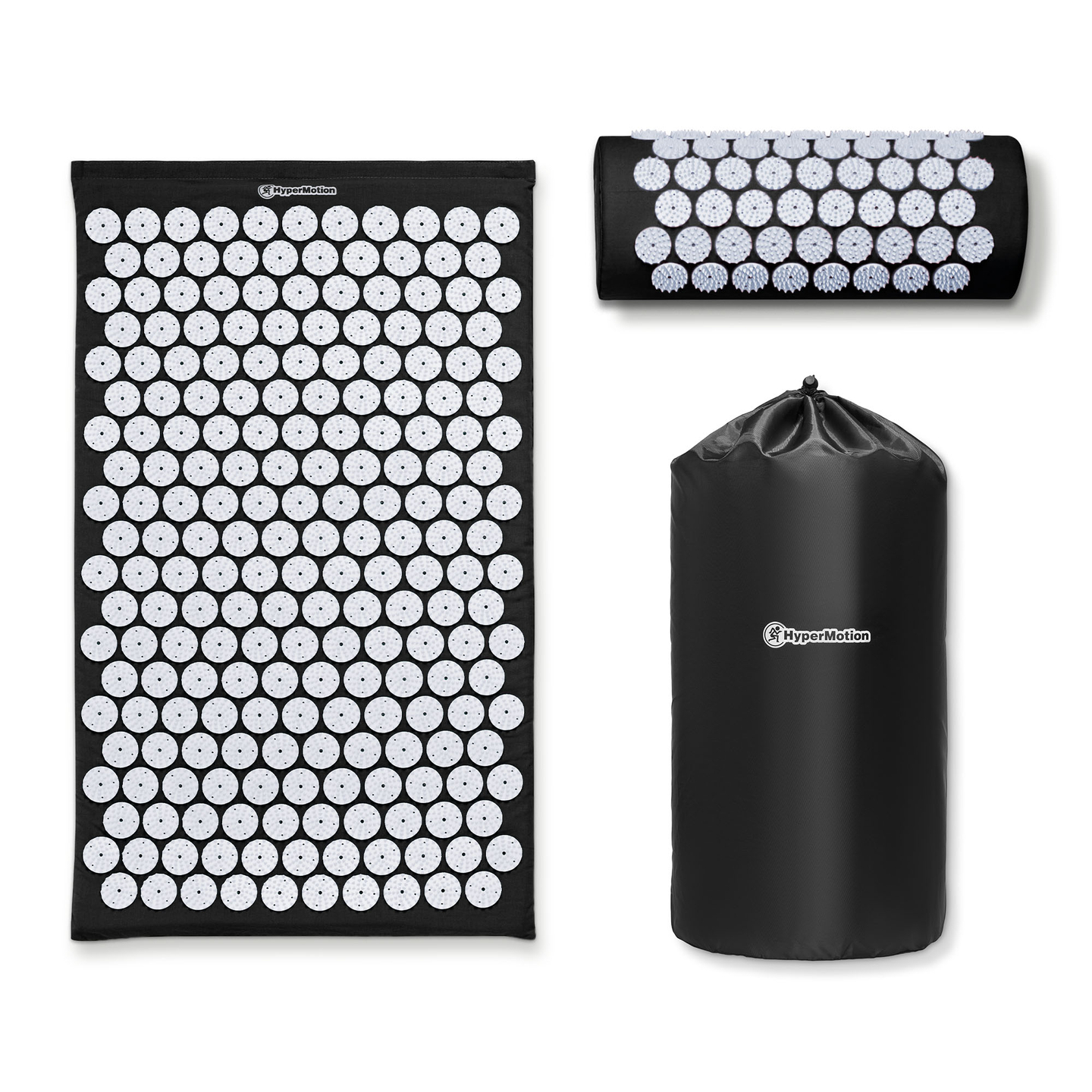Akupunktiomatto tyynyllä ja päällisellä - 72 cm HyperMotion mustavalkoinen