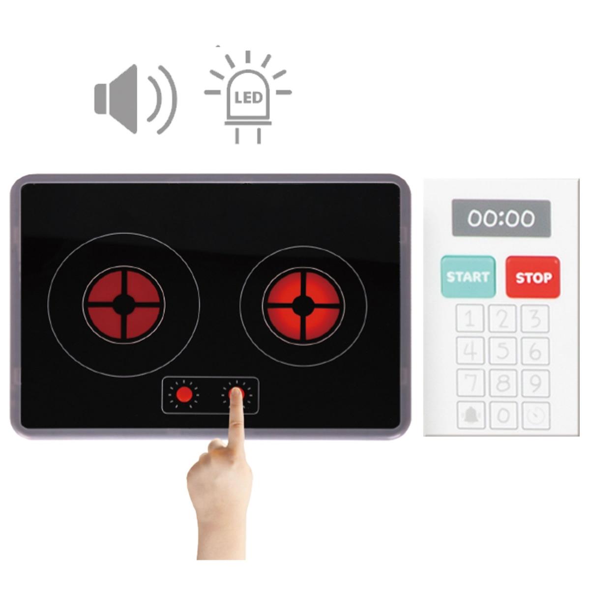 XXXL interaktiivinen puinen kulmakeittiö, jossa on jääkaappi, mikroaaltouuni, uuni, pesukone ja lisävarusteet - luonnonvalkoinen