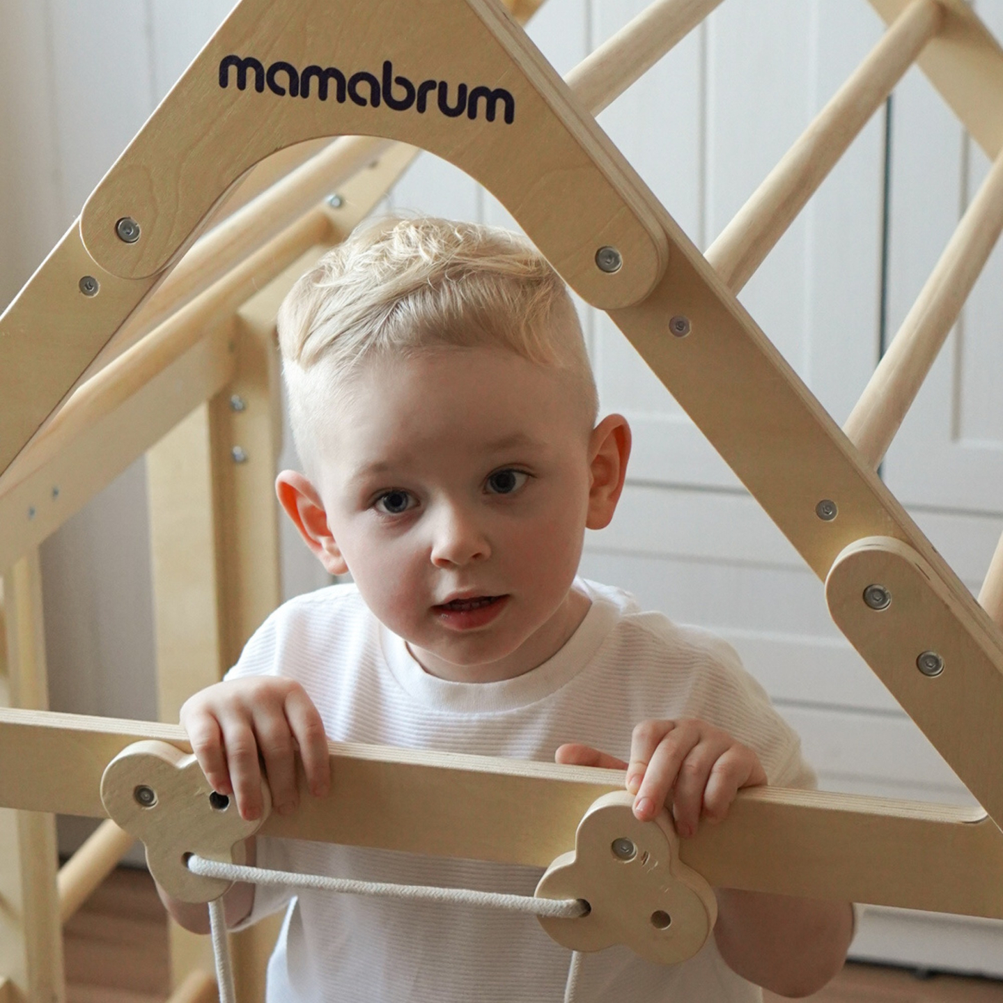 Puinen sisäleikkipuisto lapsille - talo, jossa on tikkaat ja liukumäki