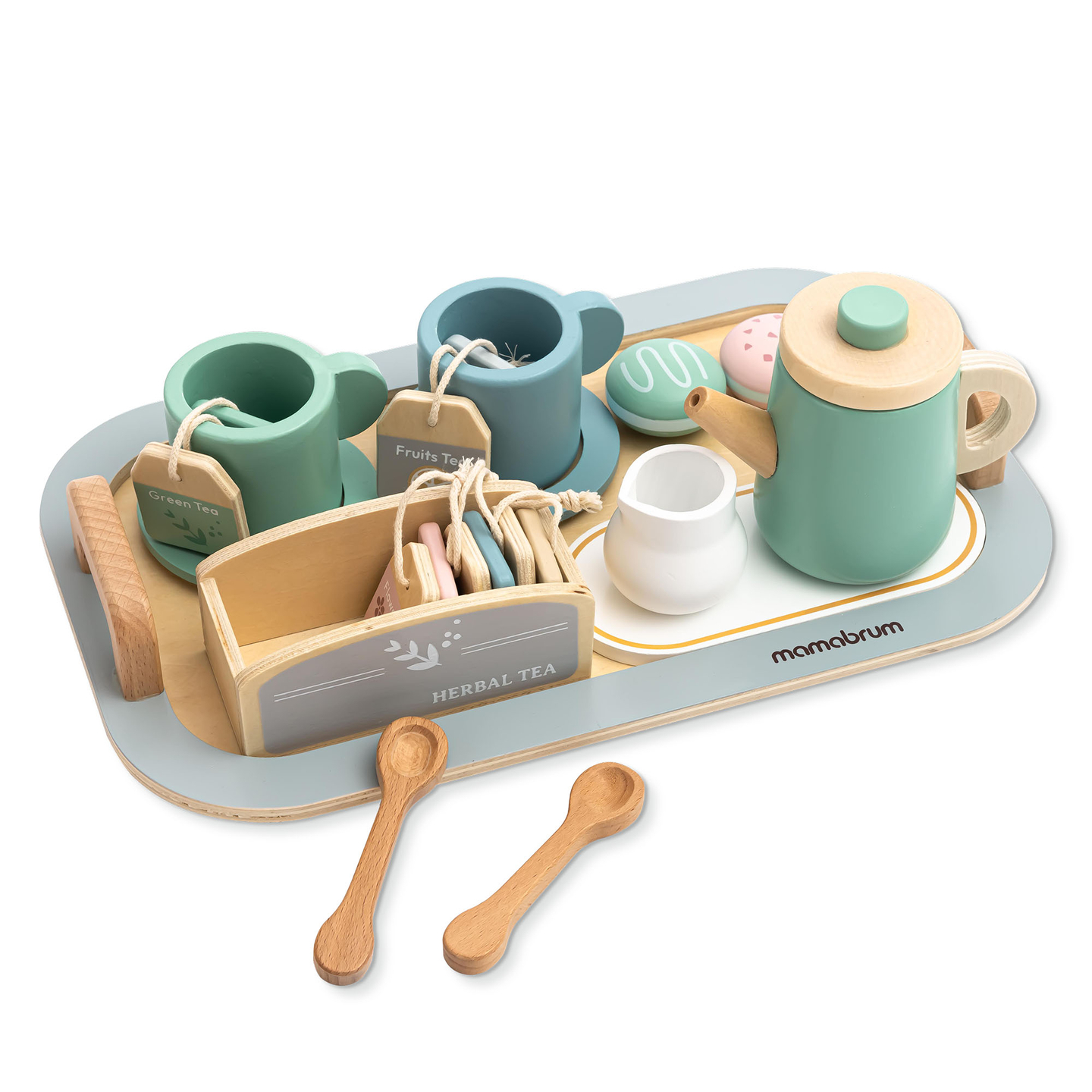 Suuri puinen teesetti tarjottimella - 18 tuotetta