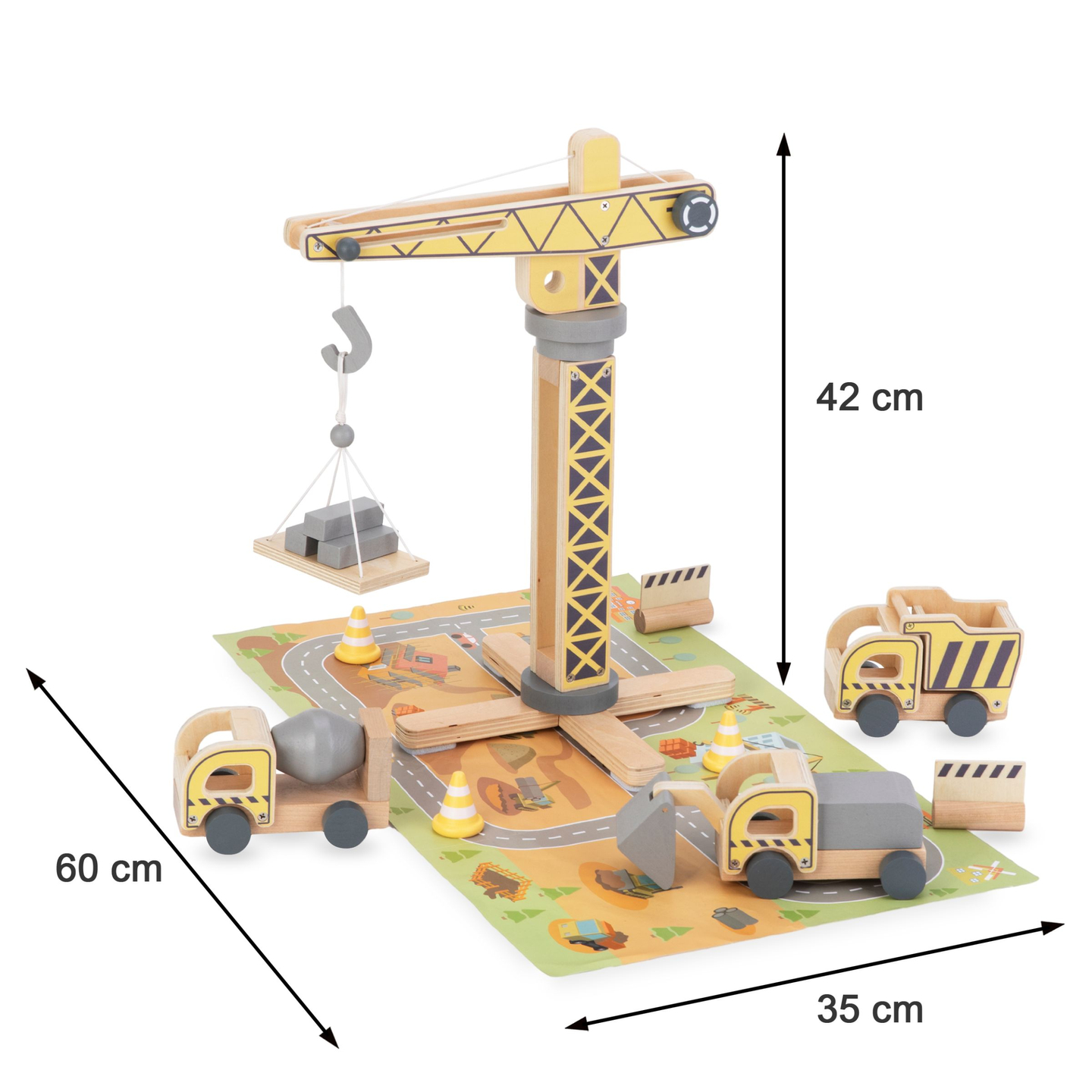 Puurakennustyömaa, jossa on suuri liikkuva nosturi ja ajoneuvoja, torninosturi