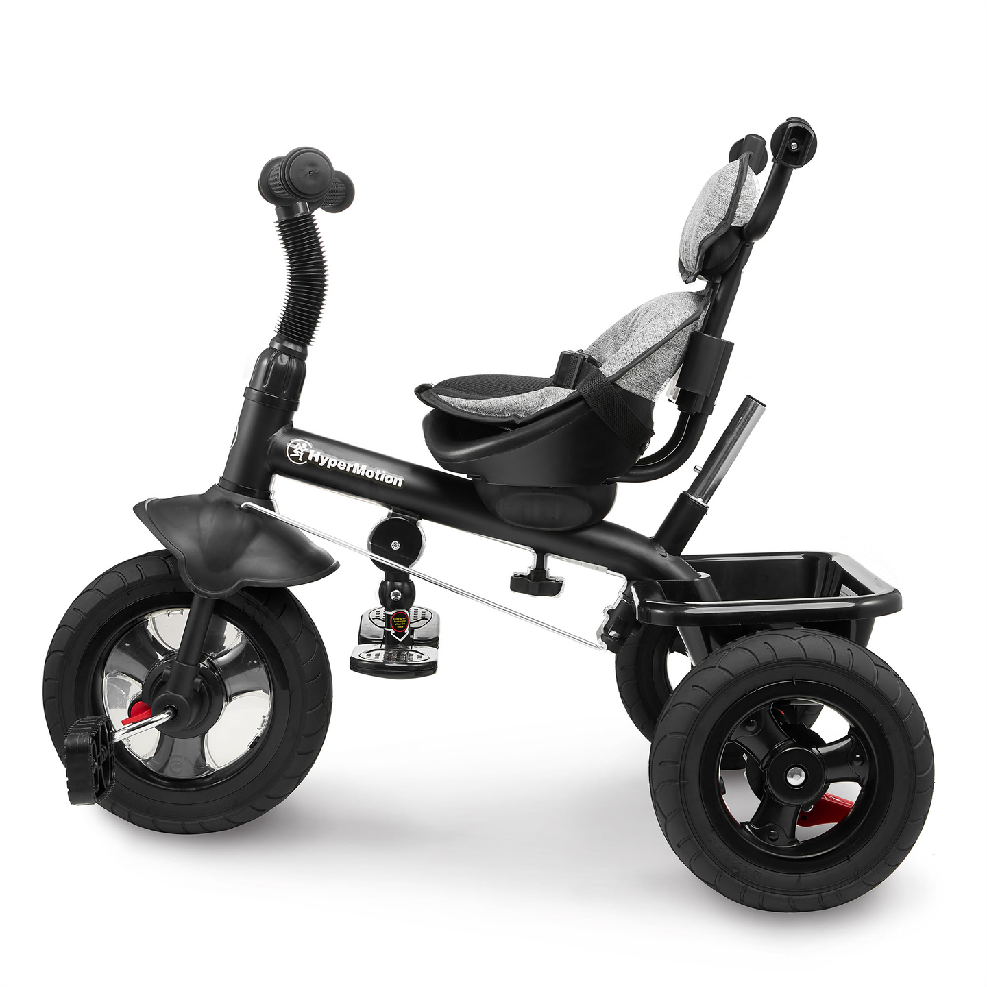 Kolmipyörä 1-4-vuotiaille lapsille - TOBI FREY - harmaa väri - kääntyvä - pumpatut pyörät + työntöaisa