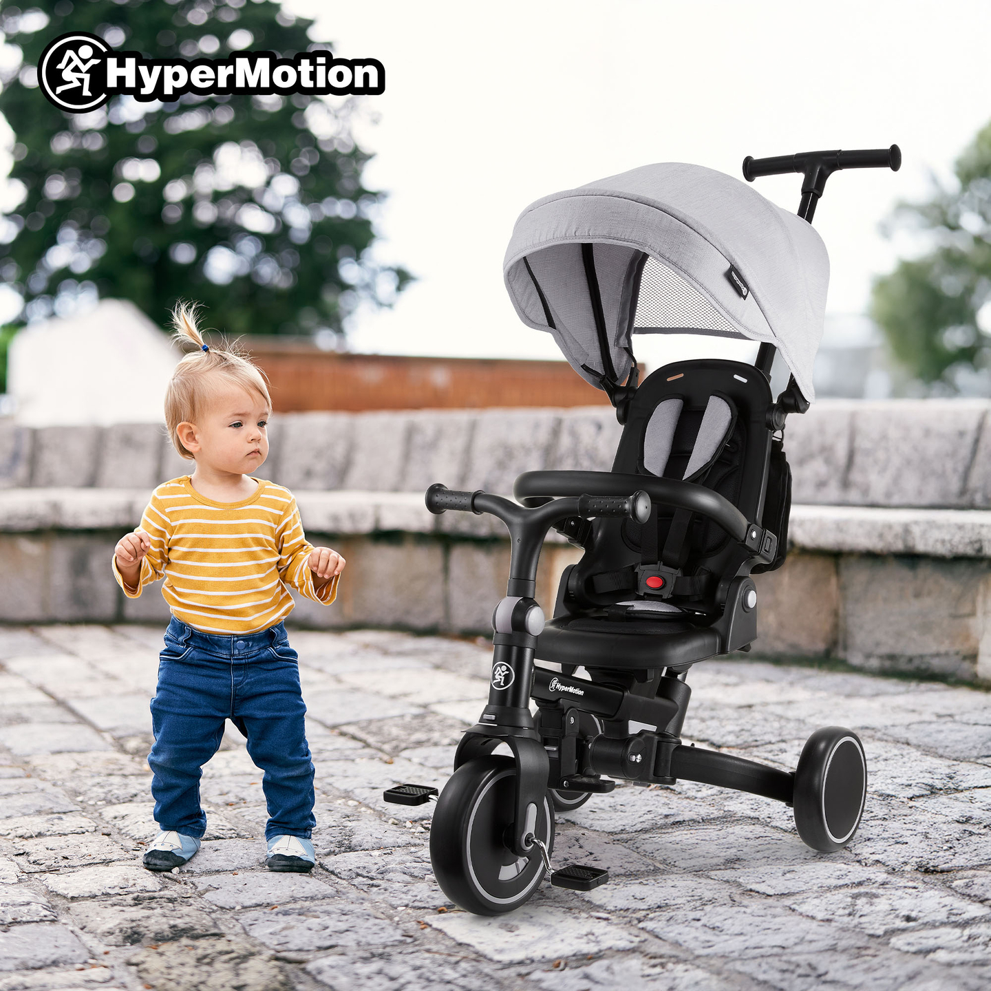 8in1 monitoiminen kolmipyörä TOBI FOREST - harmaa