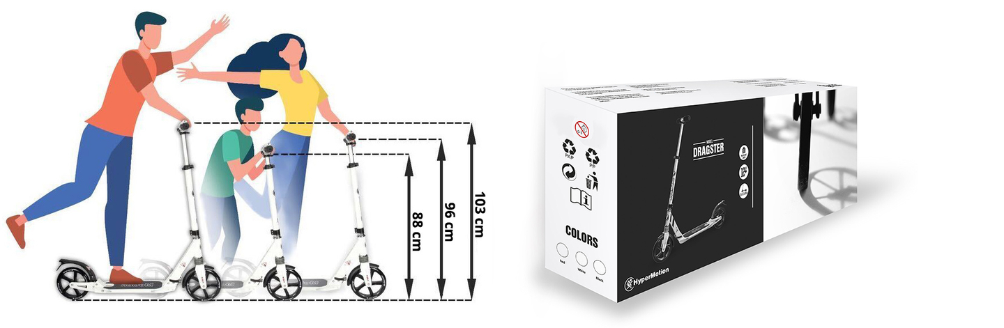 HyperMotion DRAGSTER kaupunkiskootteri Musta