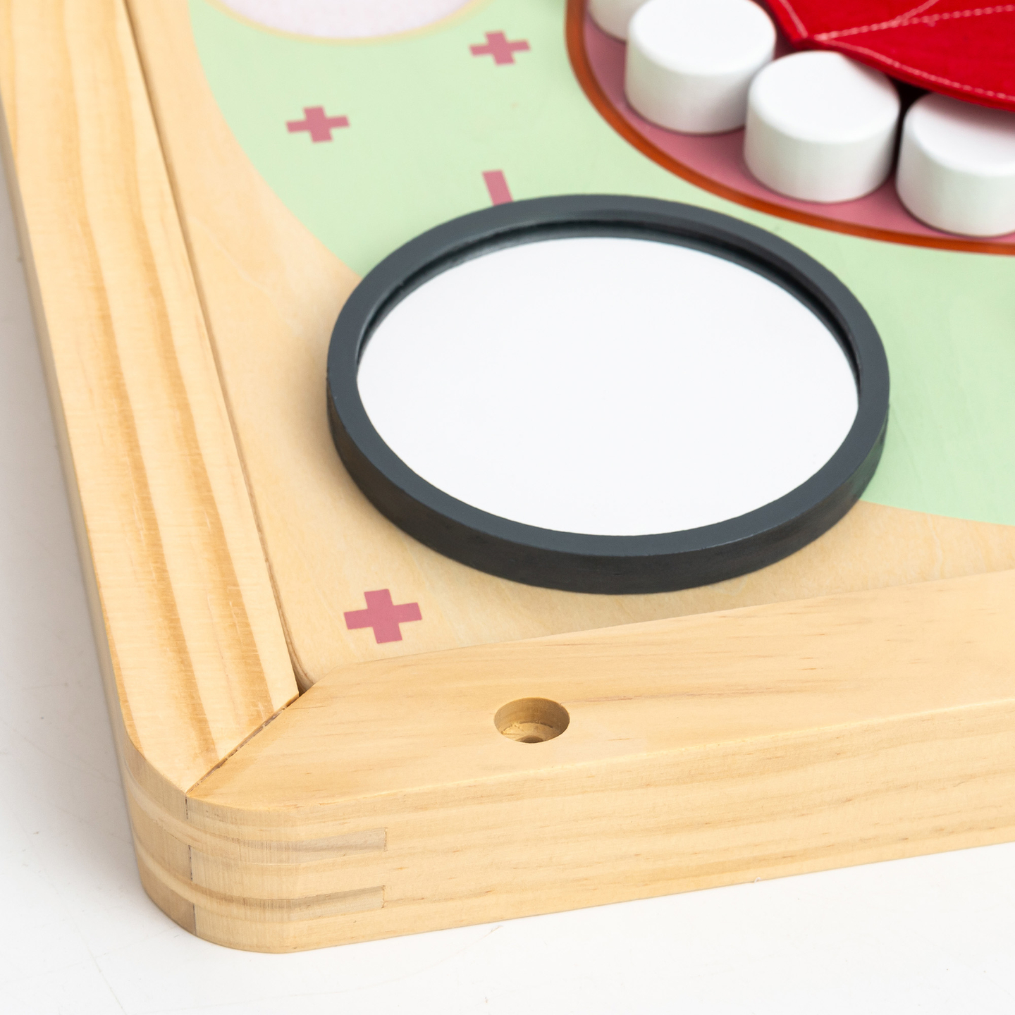 Puinen Montessori-opetuslauta Pieni hammaslääkäri - hammasharja, hammastahna, irrotettavat hampaat, peili, ruoka, makujen oppiminen