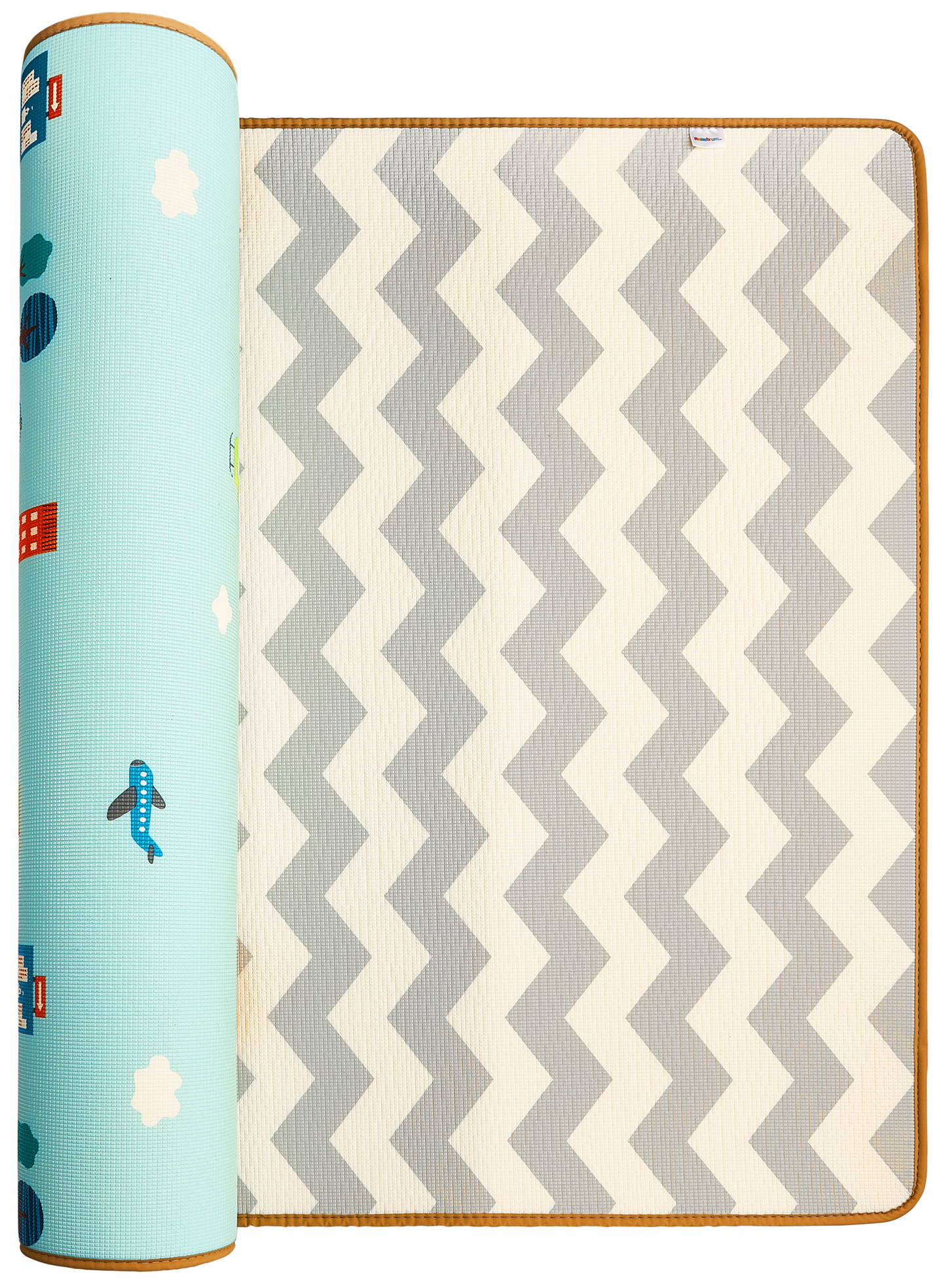 Kaksipuolinen vaahtomuovimatto XXL - rulla 2 CM (tie ja siksakit)