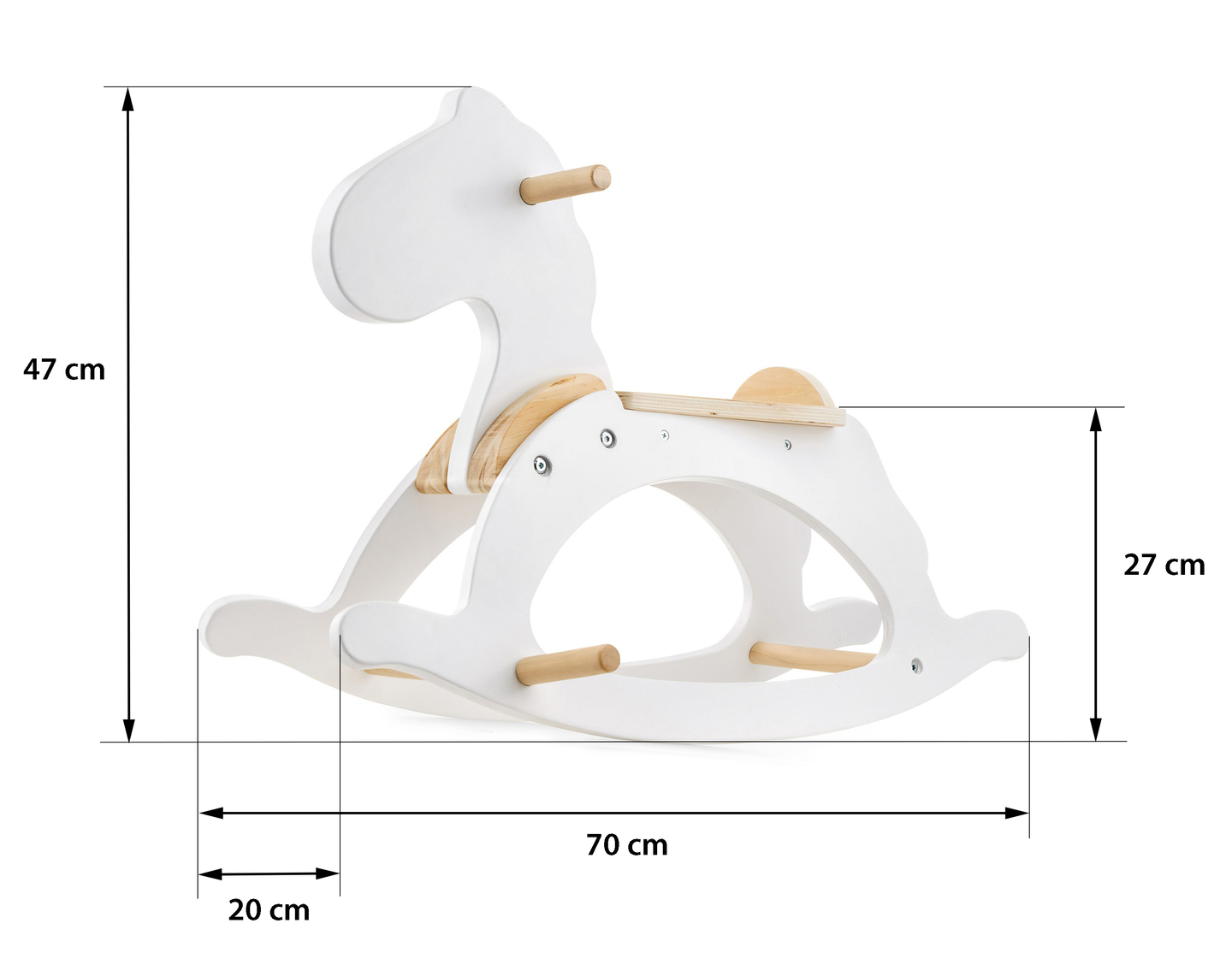 Puinen keinuhevonen - valkoinen - alkaen 12 kuukautta.