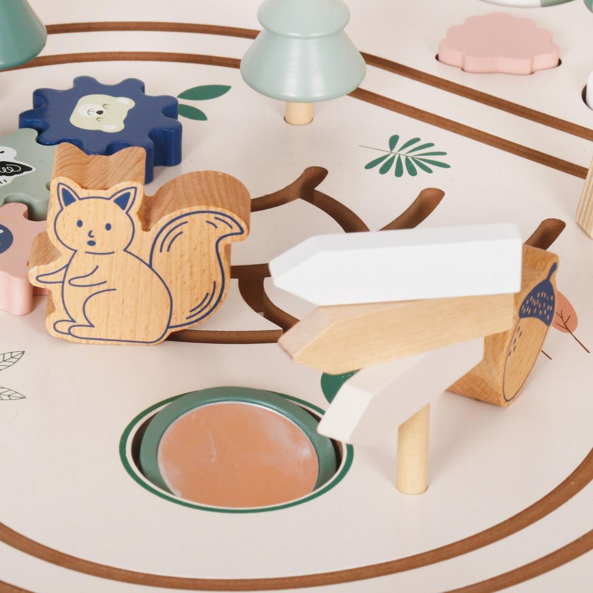 Opetuspuupöytä 10in1, jossa on eläimiä ja juna