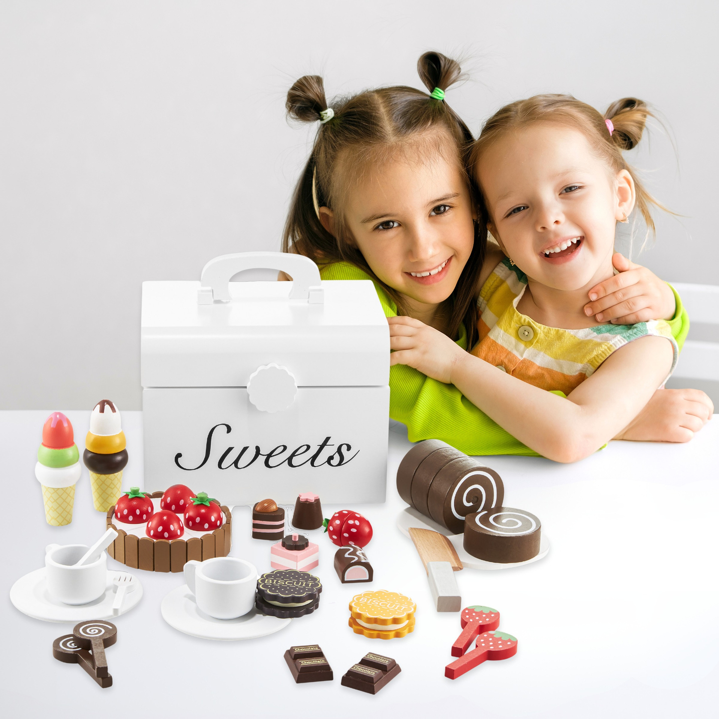 Puinen leikkaus karkkilaatikko, makeiskauppa