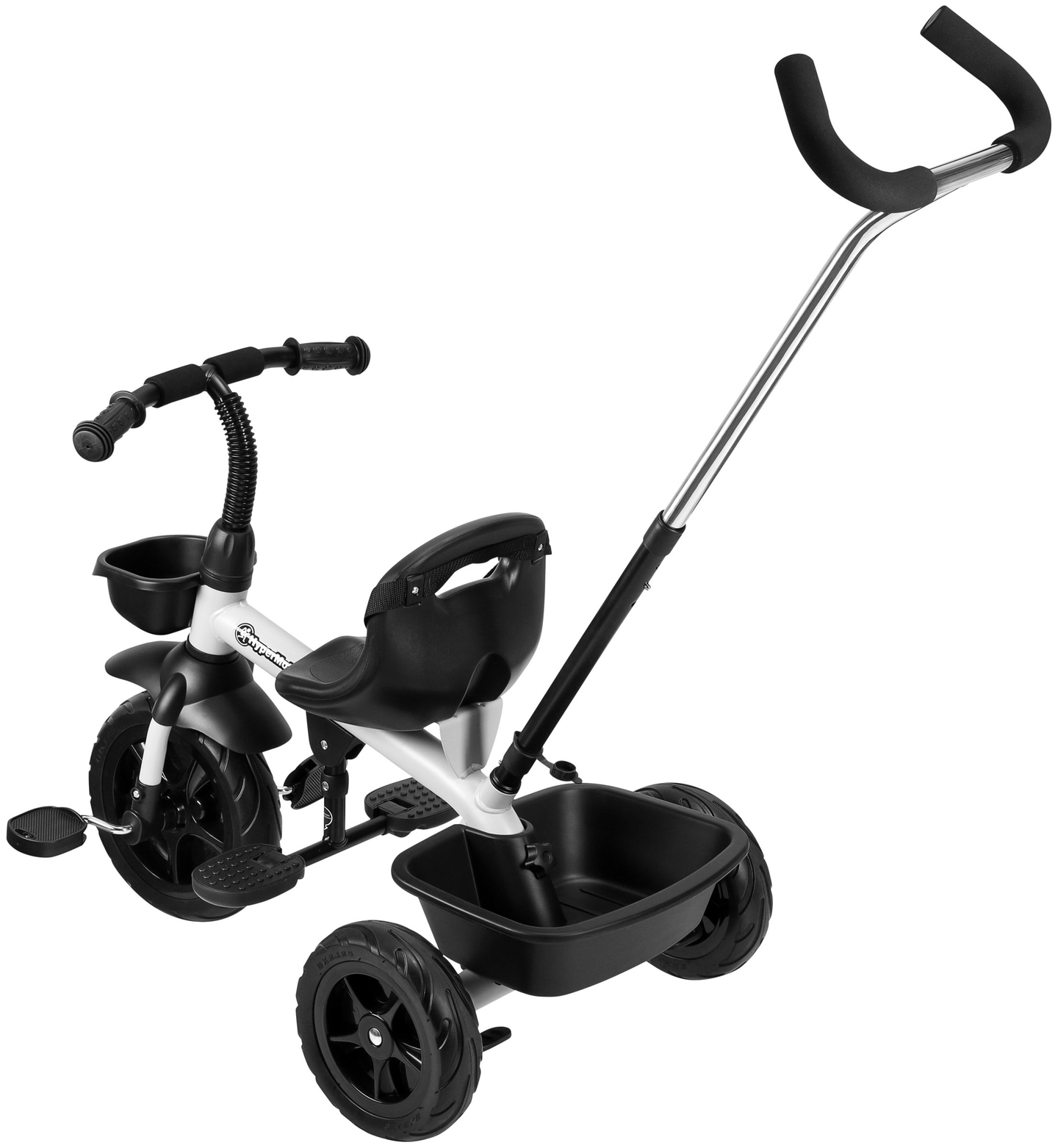 HyperMotion TOBI VECTOR kolmipyörä - ikuiset puhallettavat pyörät + työntötanko. Väri: vaaleanharmaa.