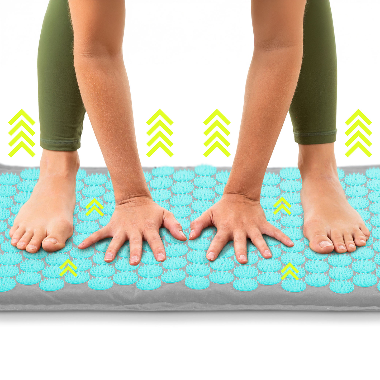 ECO-pellava-akupunktiomatto kookoskuidulla ja tattarityynyllä – 68 cm HyperMotion harmaa-minttu