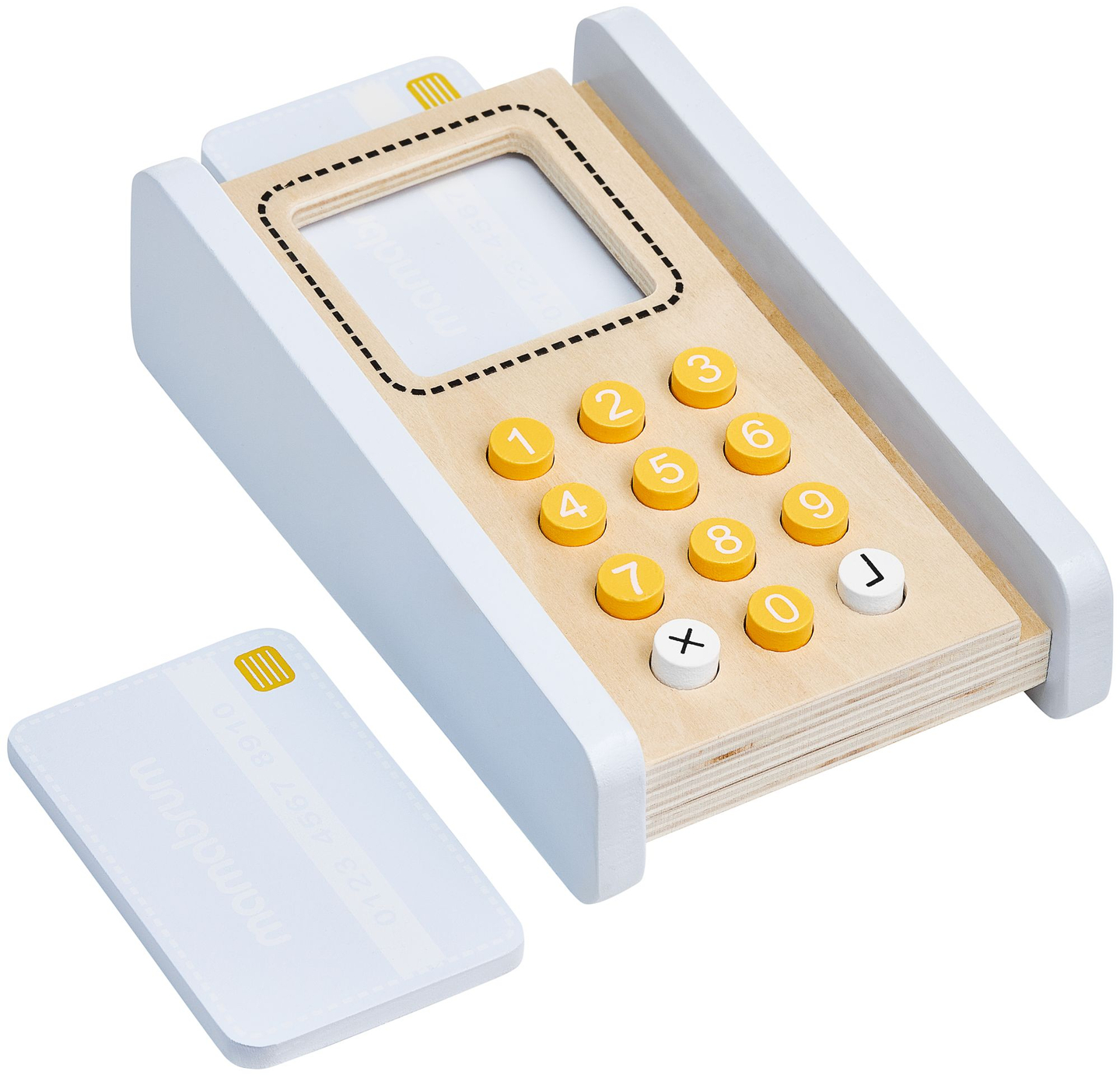 Vihanneskauppa - puinen koju, jossa on laatikoita, kassakone ja terminaali