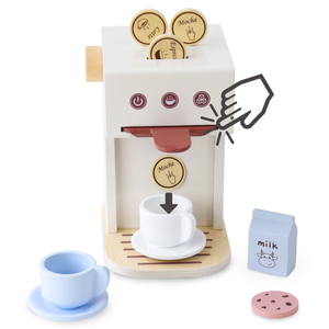 Puinen kapselikahvinkeitin - kahvila tarvikkeineen