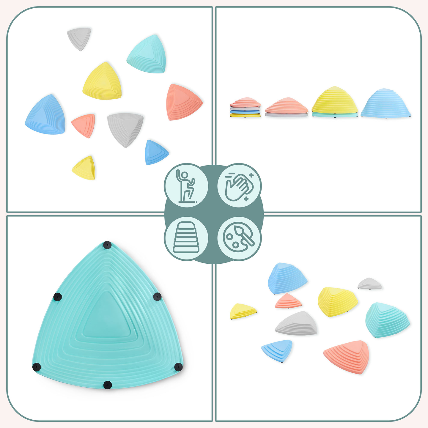 Värikkäät tasapainokivet - 9 kpl