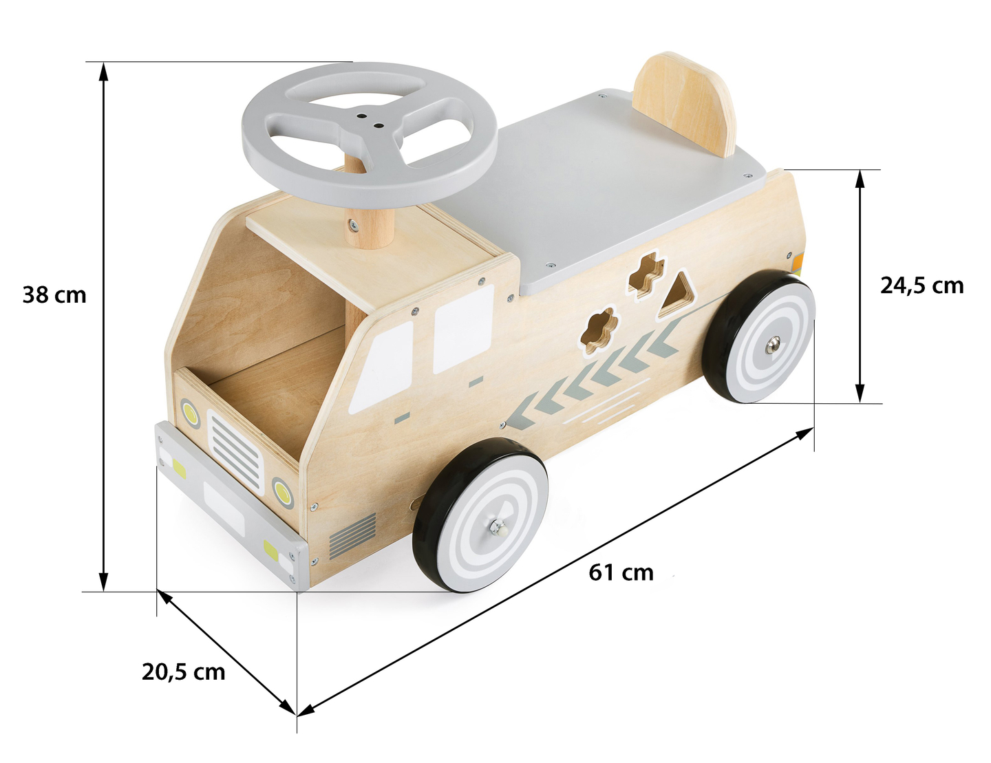 Puinen polkupyörä, auto, auto ja palikat
