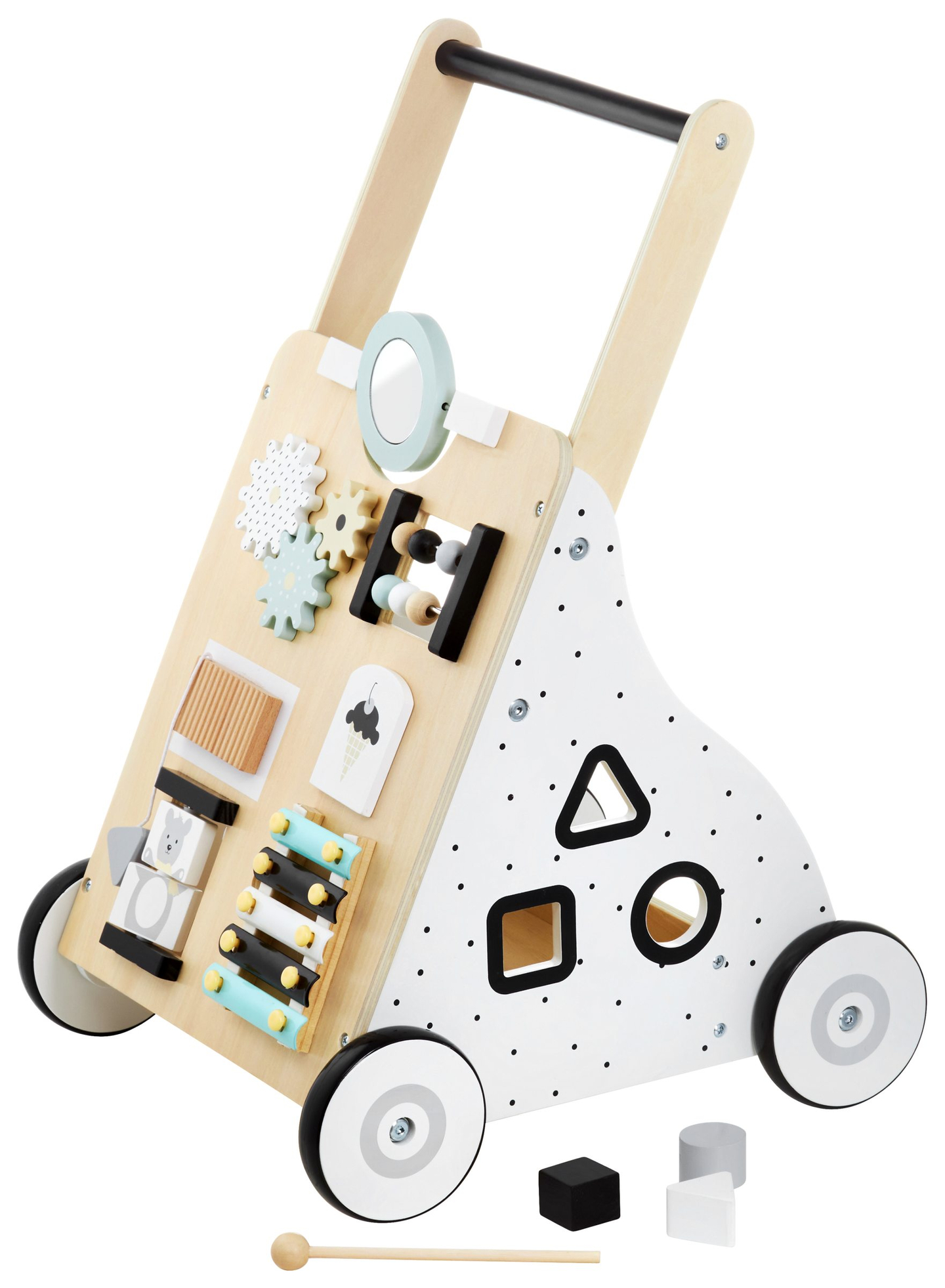 Puinen, opettavainen kävelytuoli / lastenrattaat - manipulatiivinen lautanen