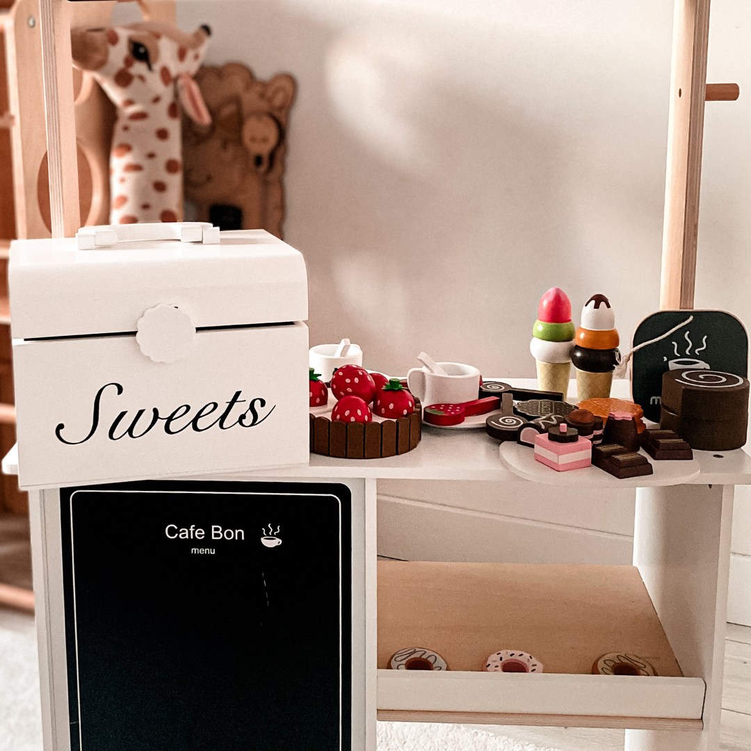 Puinen leikkaus karkkilaatikko, makeiskauppa