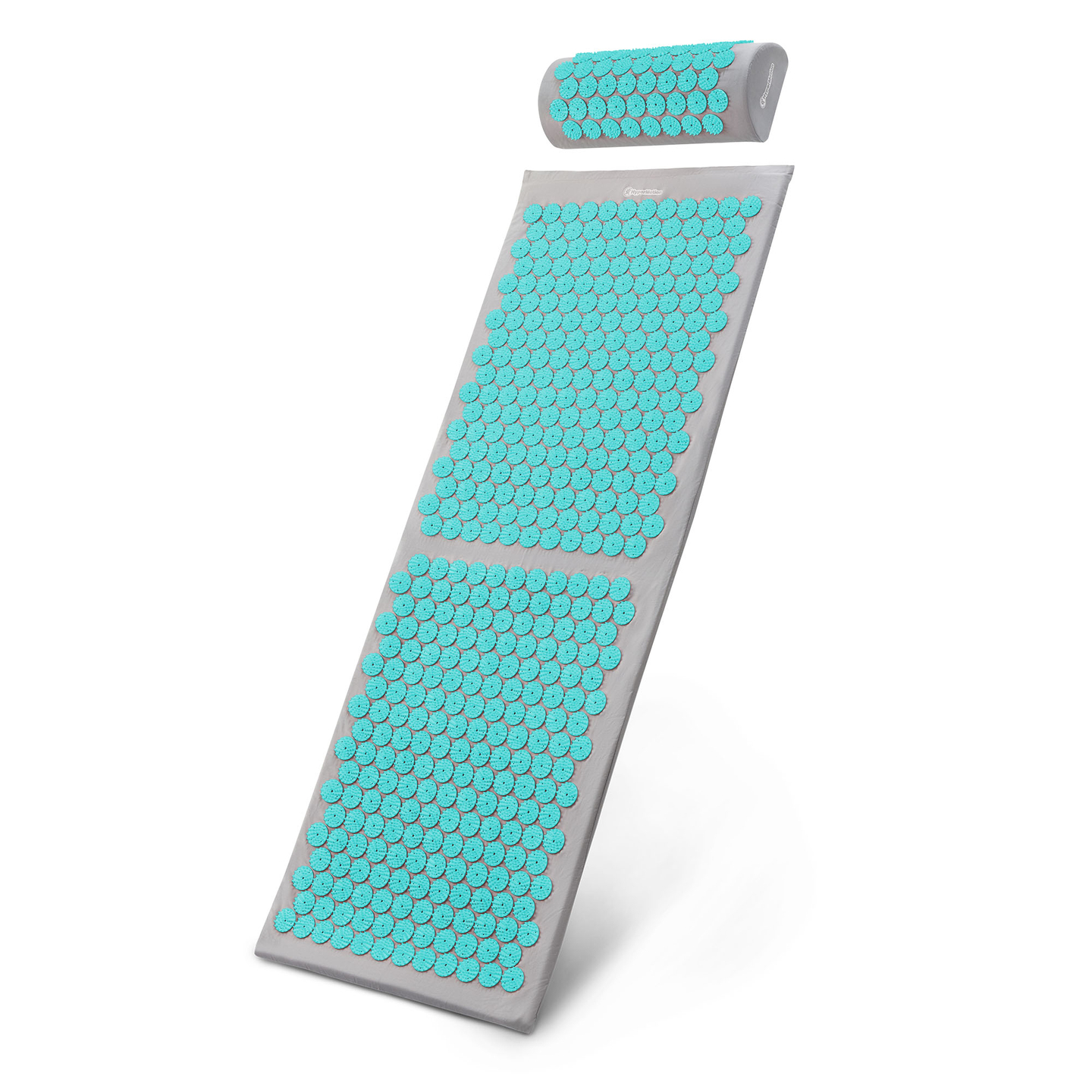 Suuri akupunktiomatto tyynyllä ja päällisellä - 130 cm HyperMotion harmaa-minttu