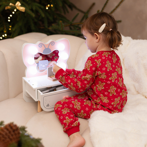 Puinen mini pukeutumispöytä LED-valaistuksella - Butterfly